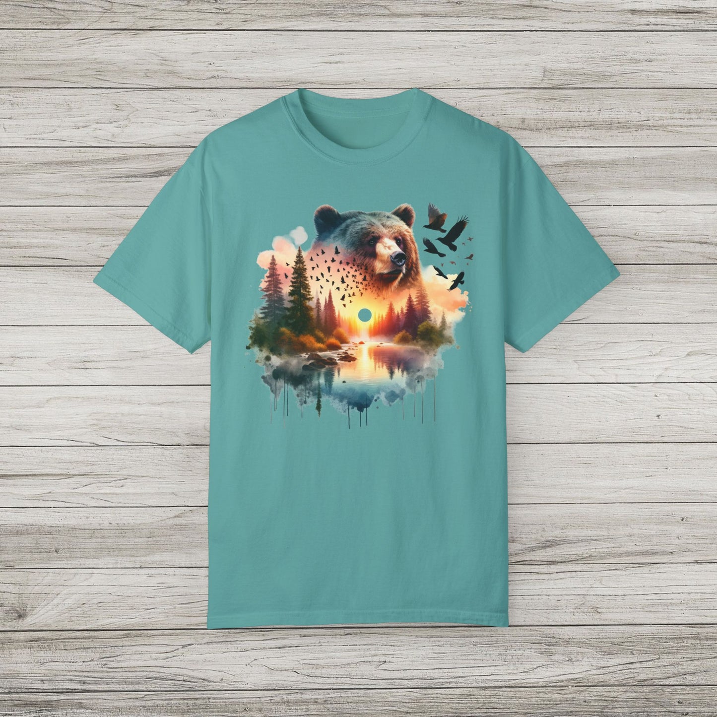 Double Exposure Bear Garment-Dyed T-shirt