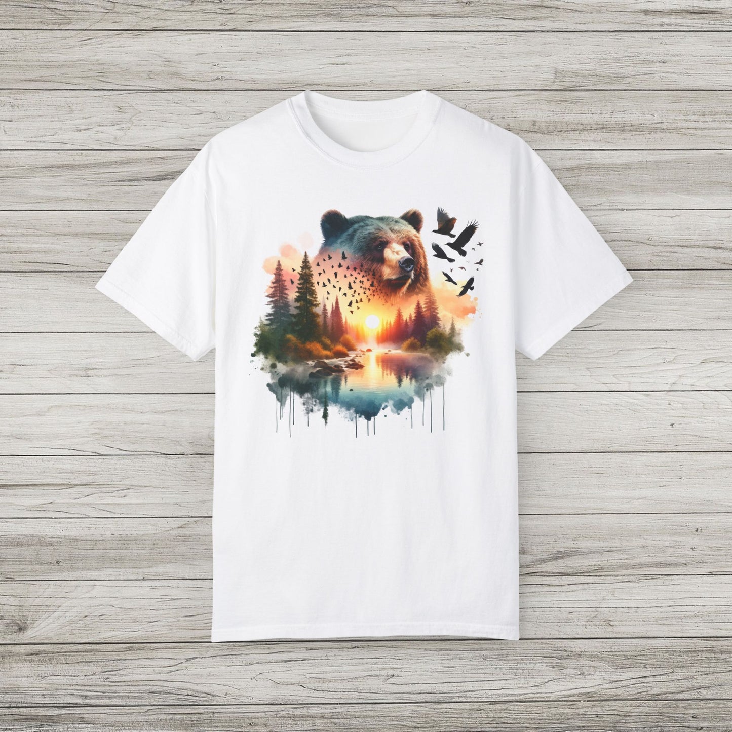 Double Exposure Bear Garment-Dyed T-shirt