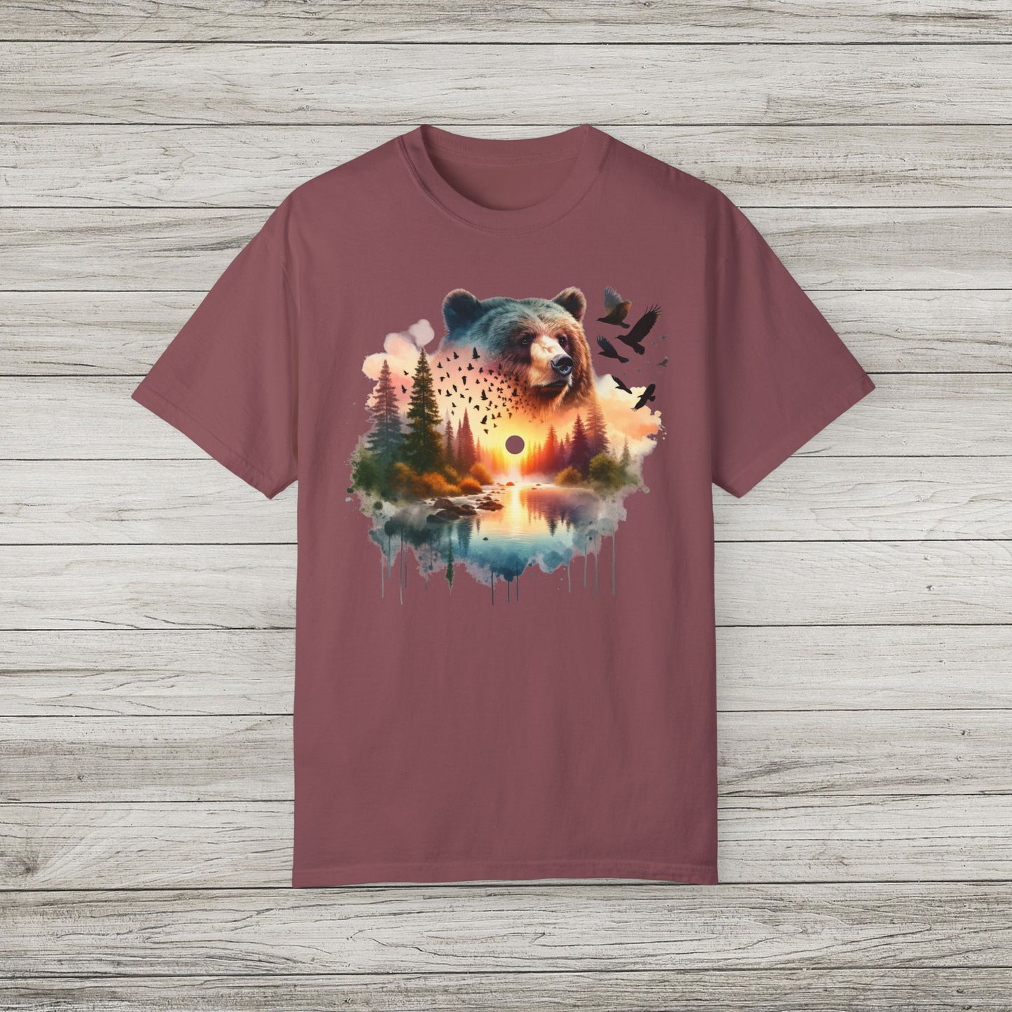 Double Exposure Bear Garment-Dyed T-shirt