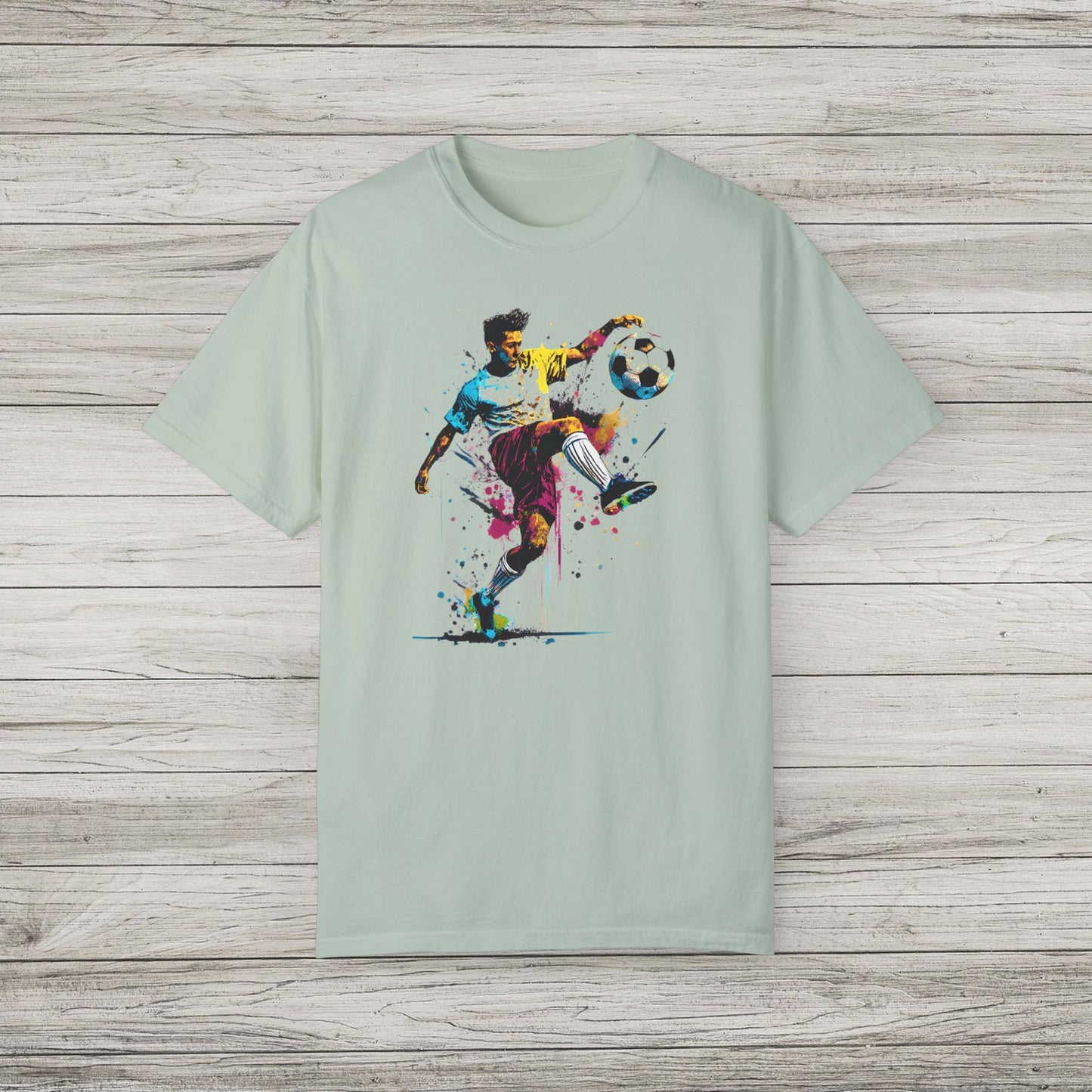 Colorful Soccer Player Garment-Dyed T-shirt