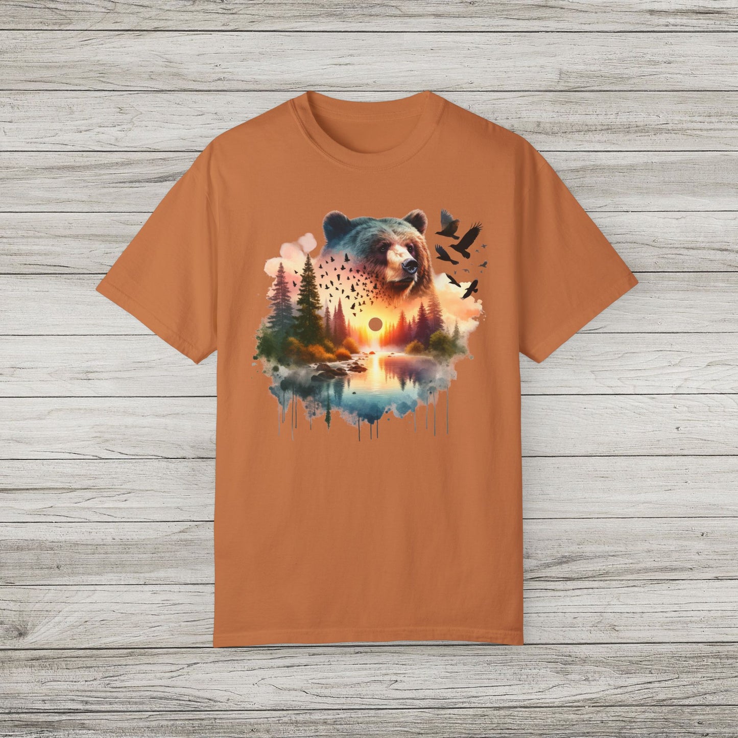 Double Exposure Bear Garment-Dyed T-shirt