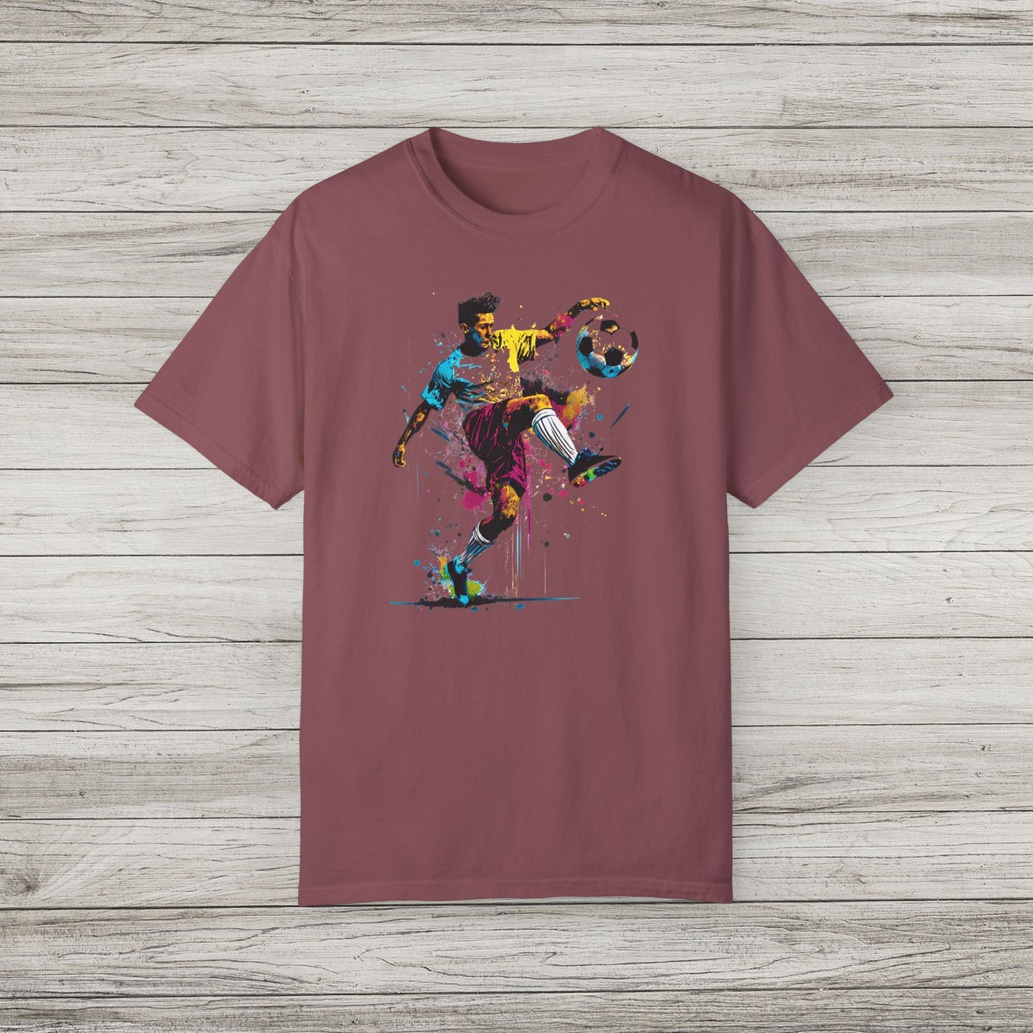 Colorful Soccer Player Garment-Dyed T-shirt