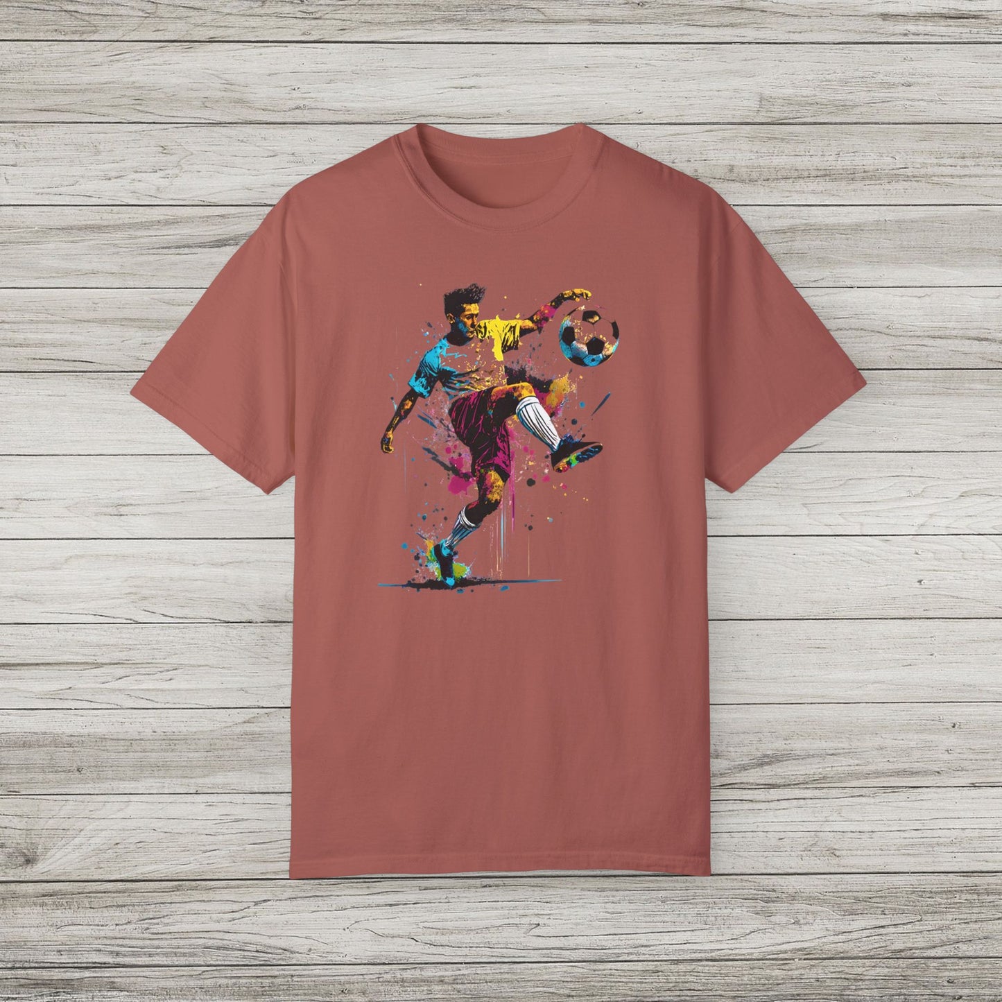 Colorful Soccer Player Garment-Dyed T-shirt