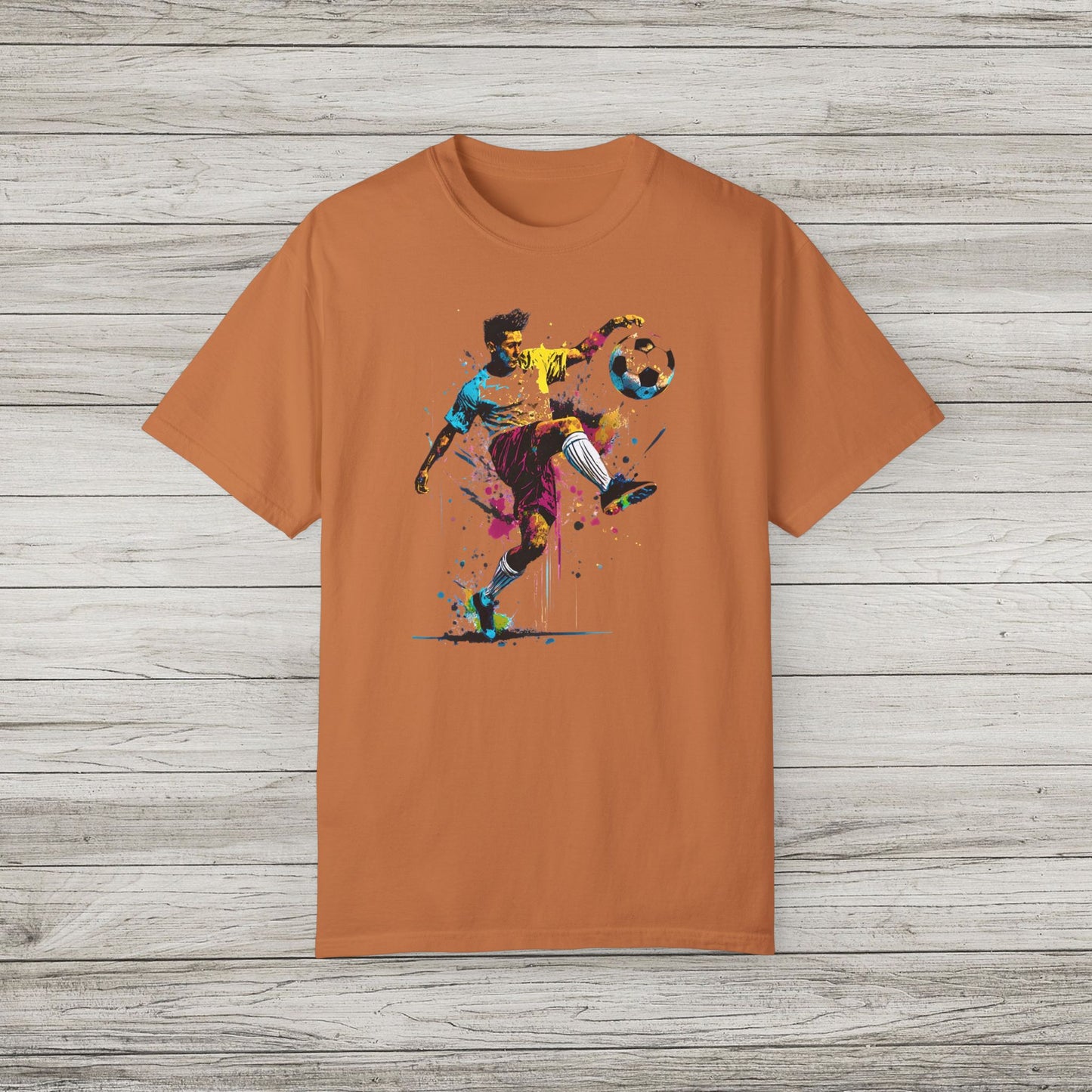 Colorful Soccer Player Garment-Dyed T-shirt