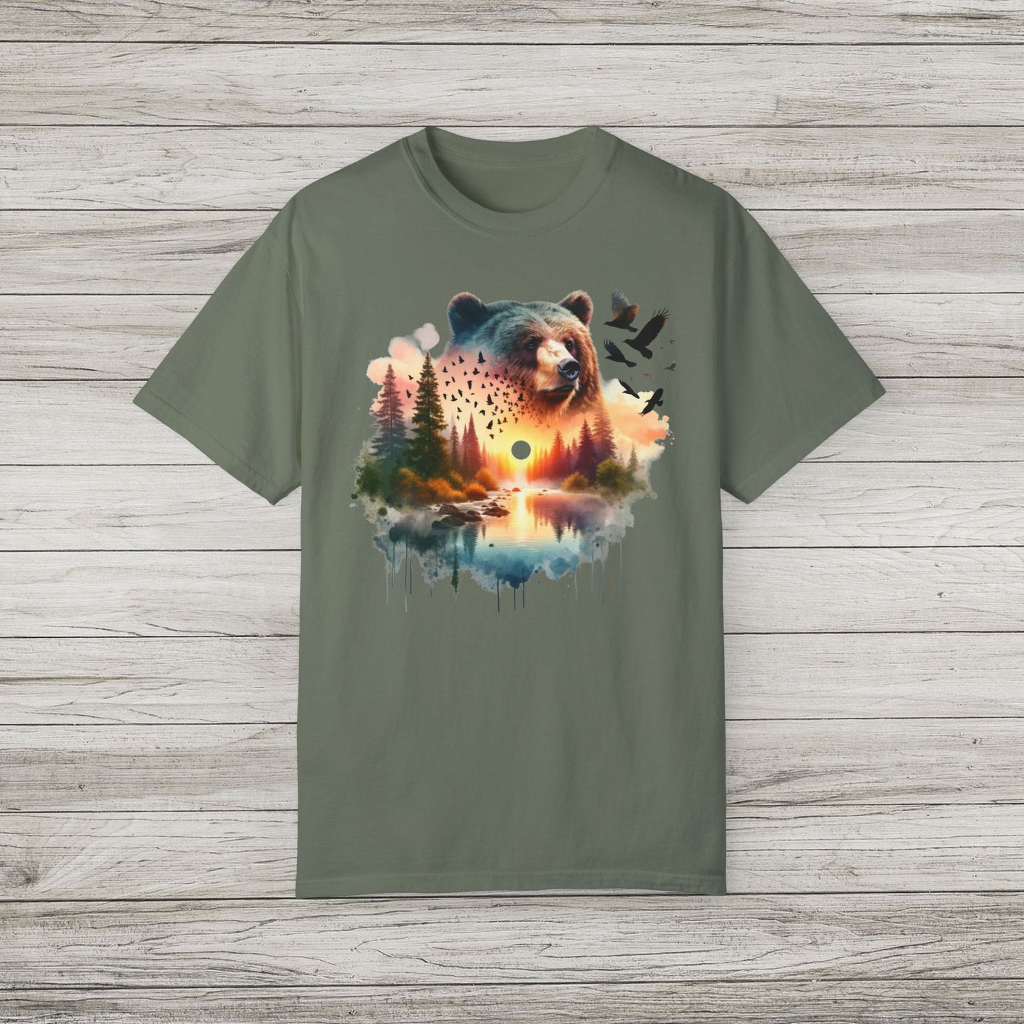 Double Exposure Bear Garment-Dyed T-shirt