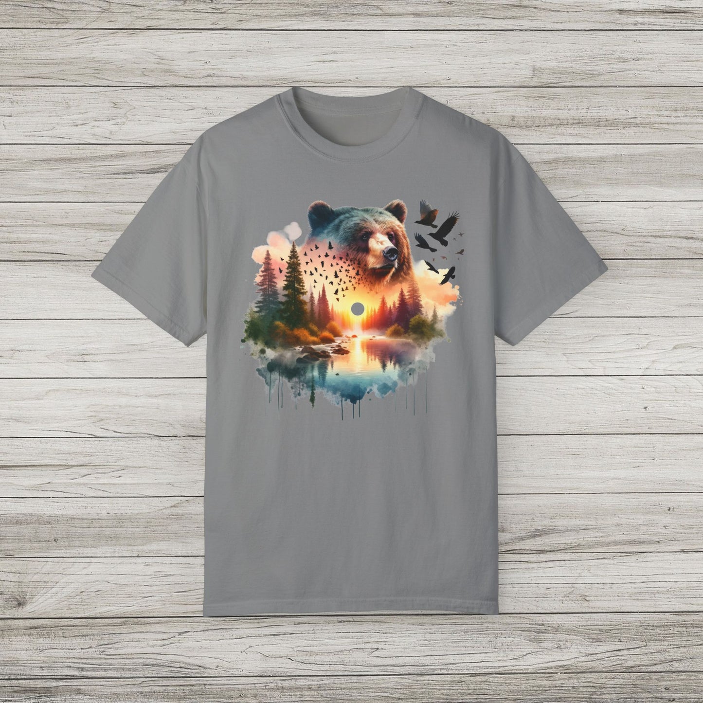Double Exposure Bear Garment-Dyed T-shirt