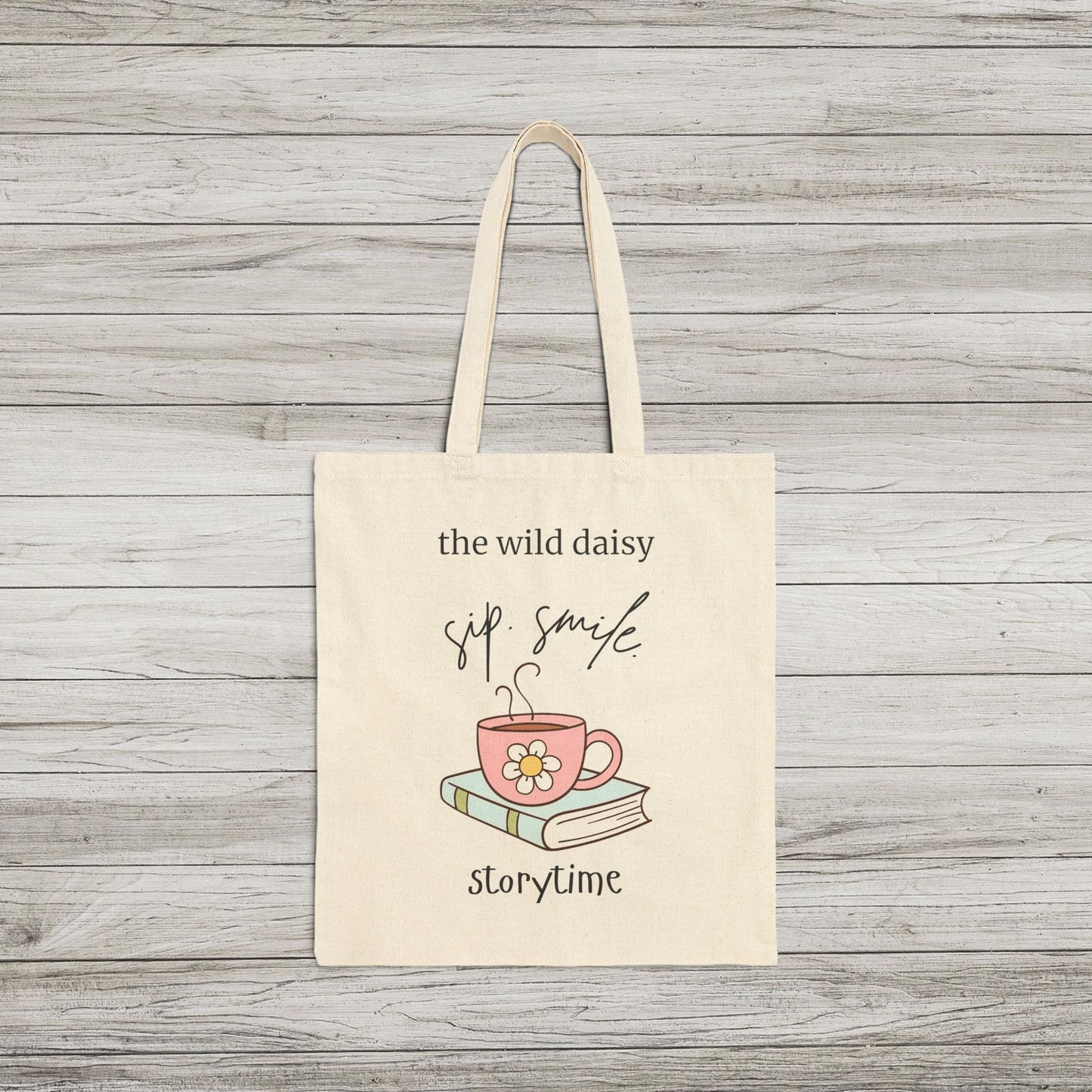 Sip. Smile. Storytime Cotton Canvas Tote Bag