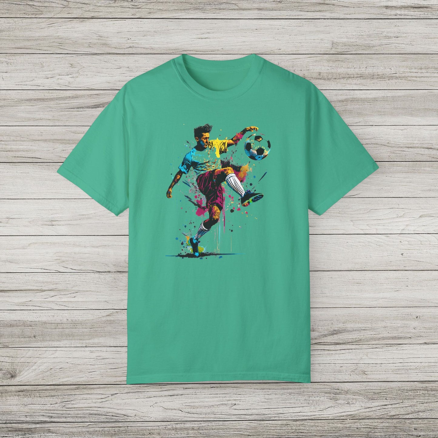 Colorful Soccer Player Garment-Dyed T-shirt