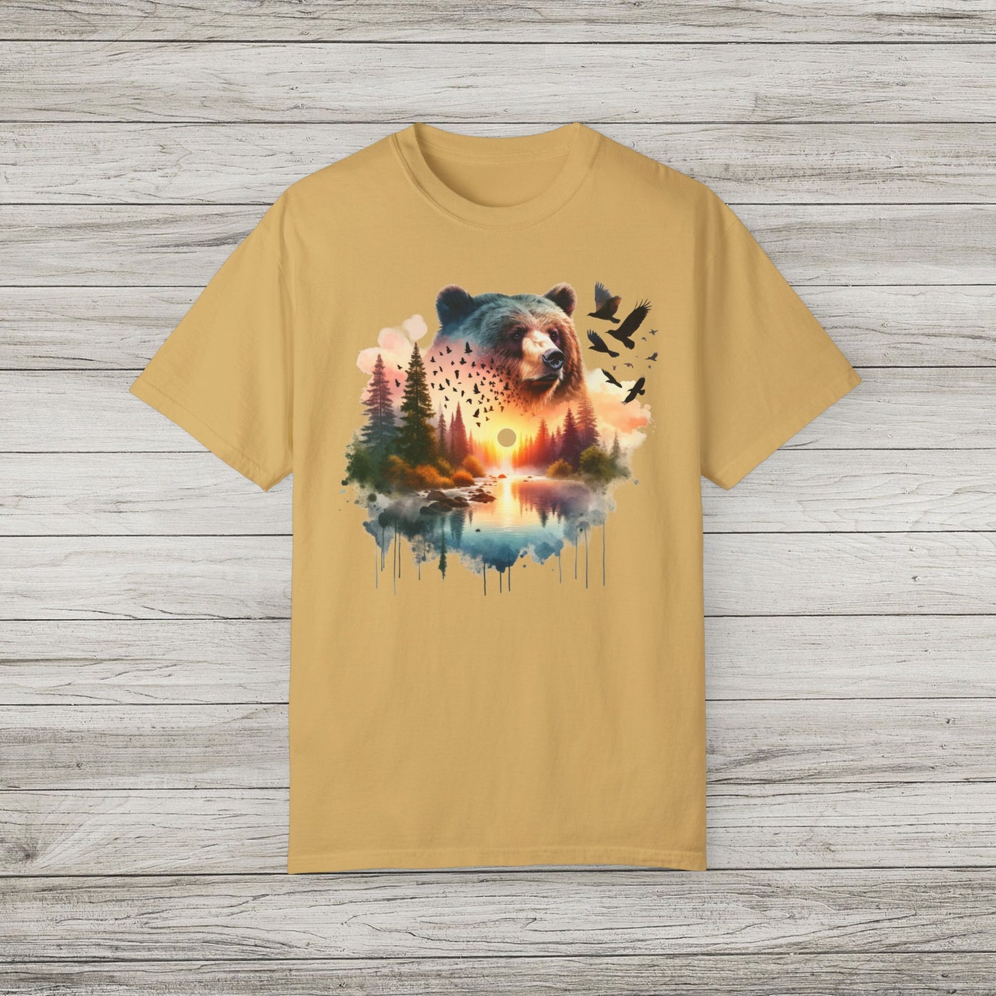 Double Exposure Bear Garment-Dyed T-shirt