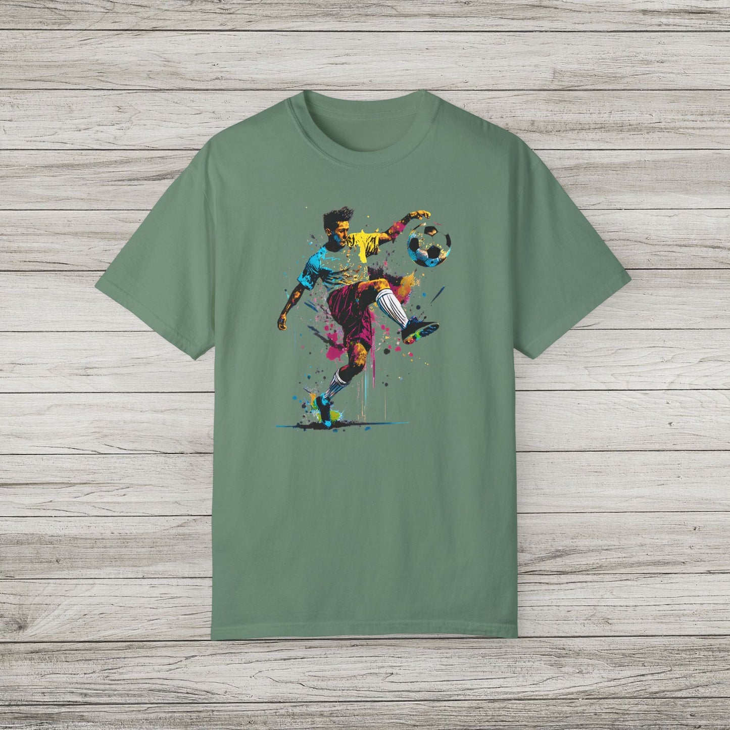 Colorful Soccer Player Garment-Dyed T-shirt
