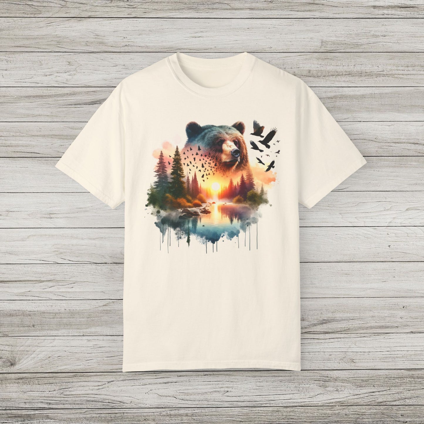 Double Exposure Bear Garment-Dyed T-shirt