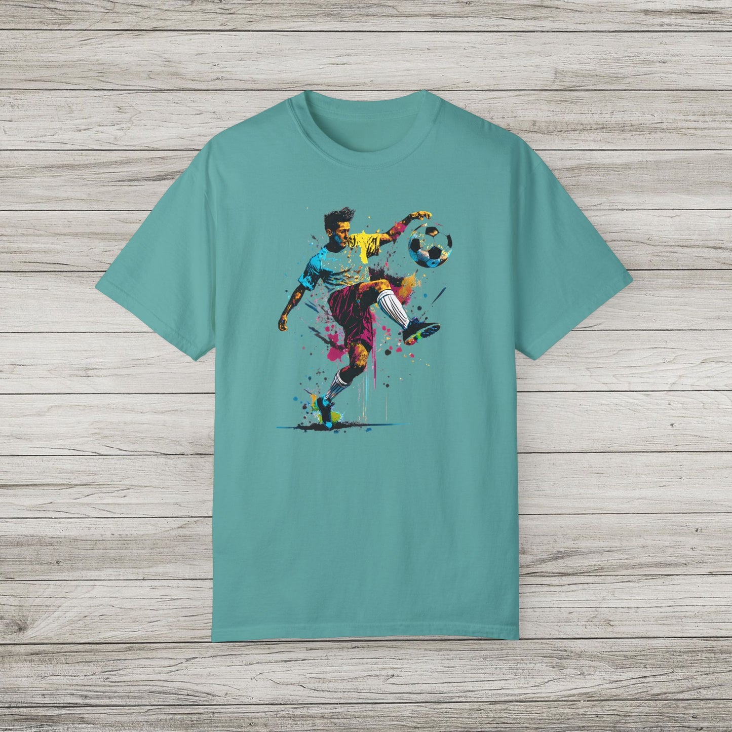 Colorful Soccer Player Garment-Dyed T-shirt