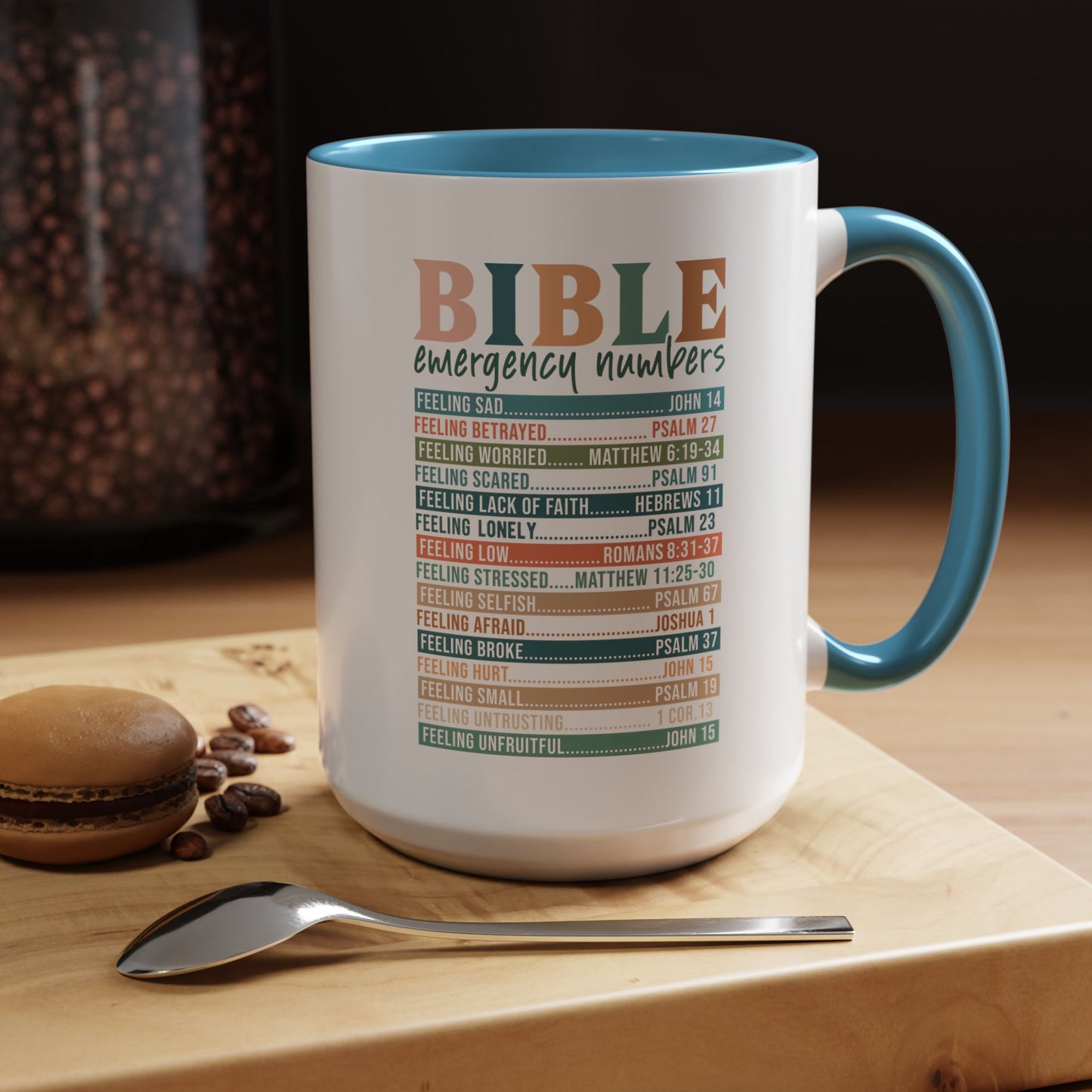 Bible Emergency Numbers Accent Coffee Mug (11, 15oz)