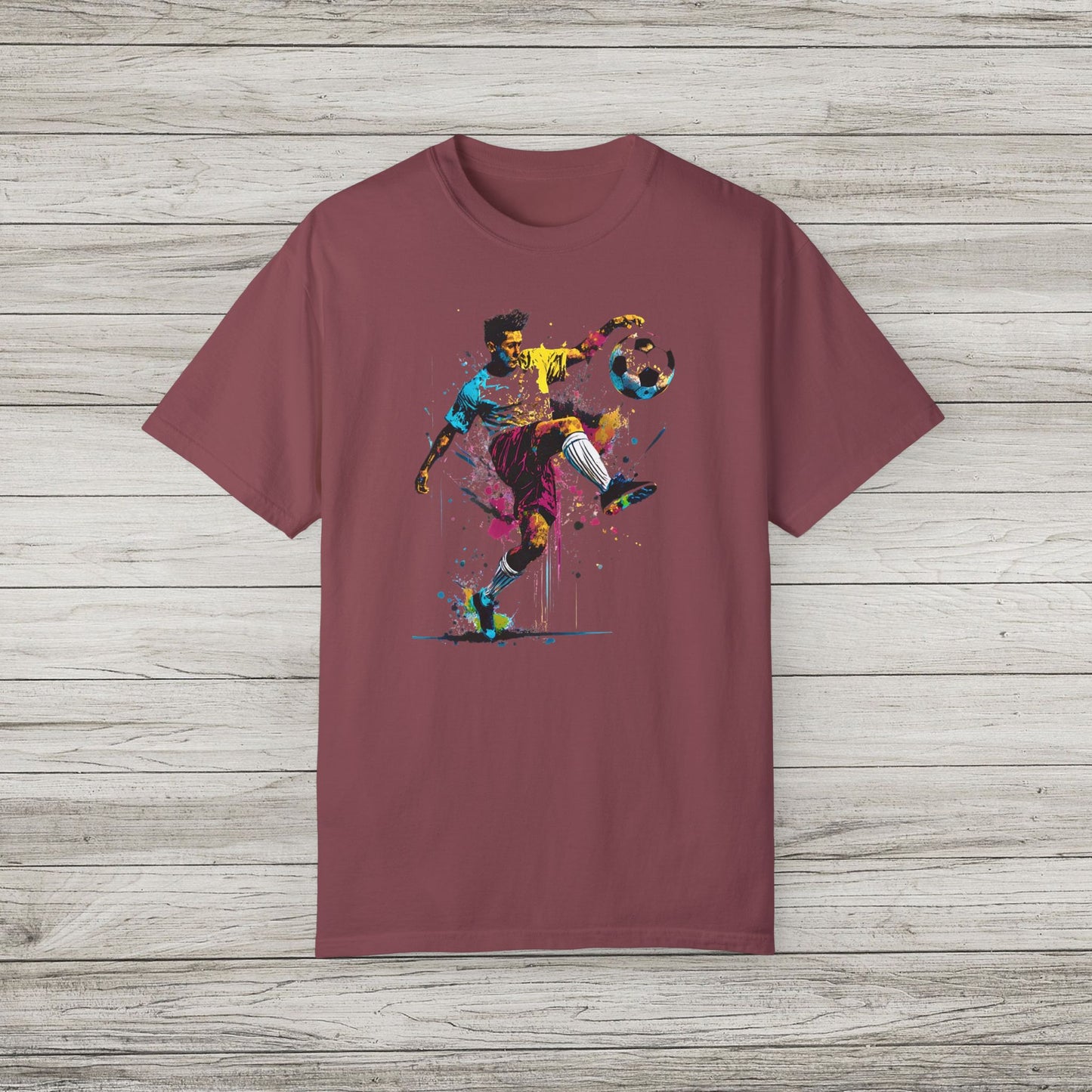 Colorful Soccer Player Garment-Dyed T-shirt