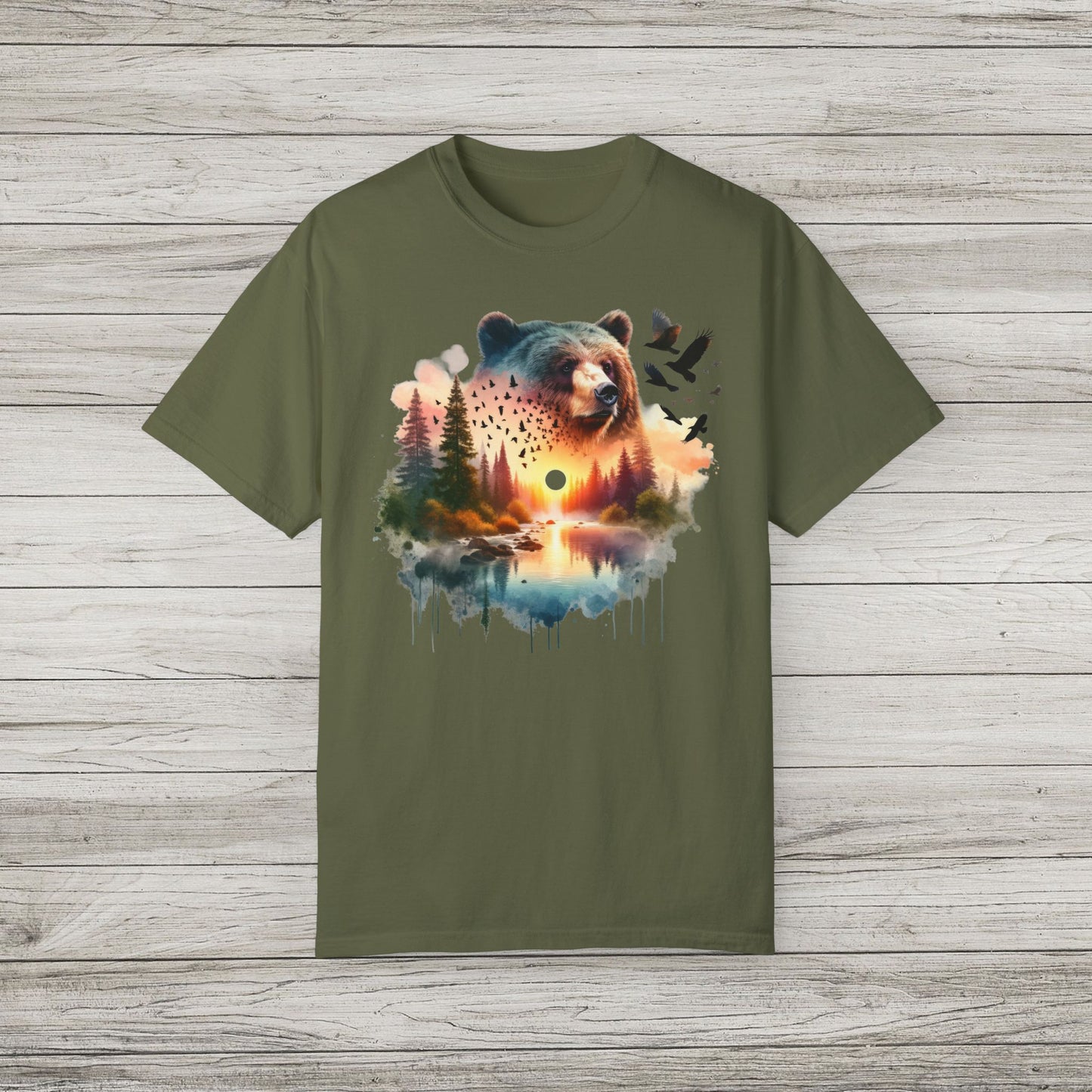 Double Exposure Bear Garment-Dyed T-shirt