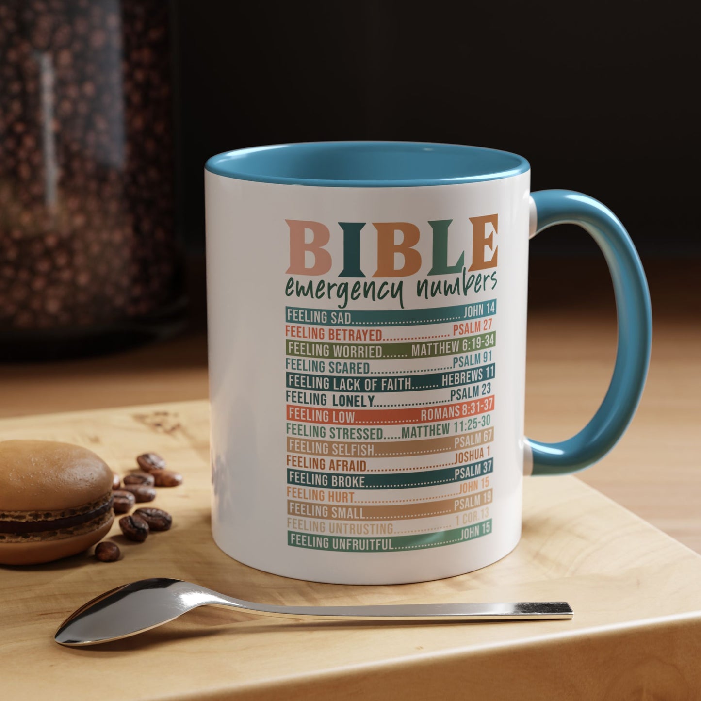 Bible Emergency Numbers Accent Coffee Mug (11, 15oz)