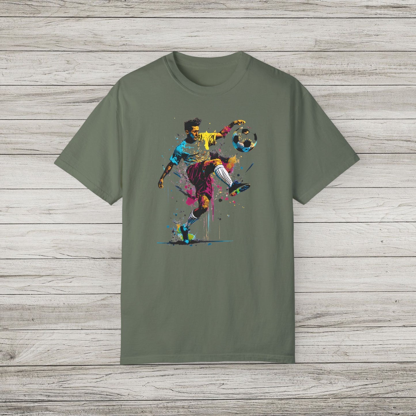 Colorful Soccer Player Garment-Dyed T-shirt