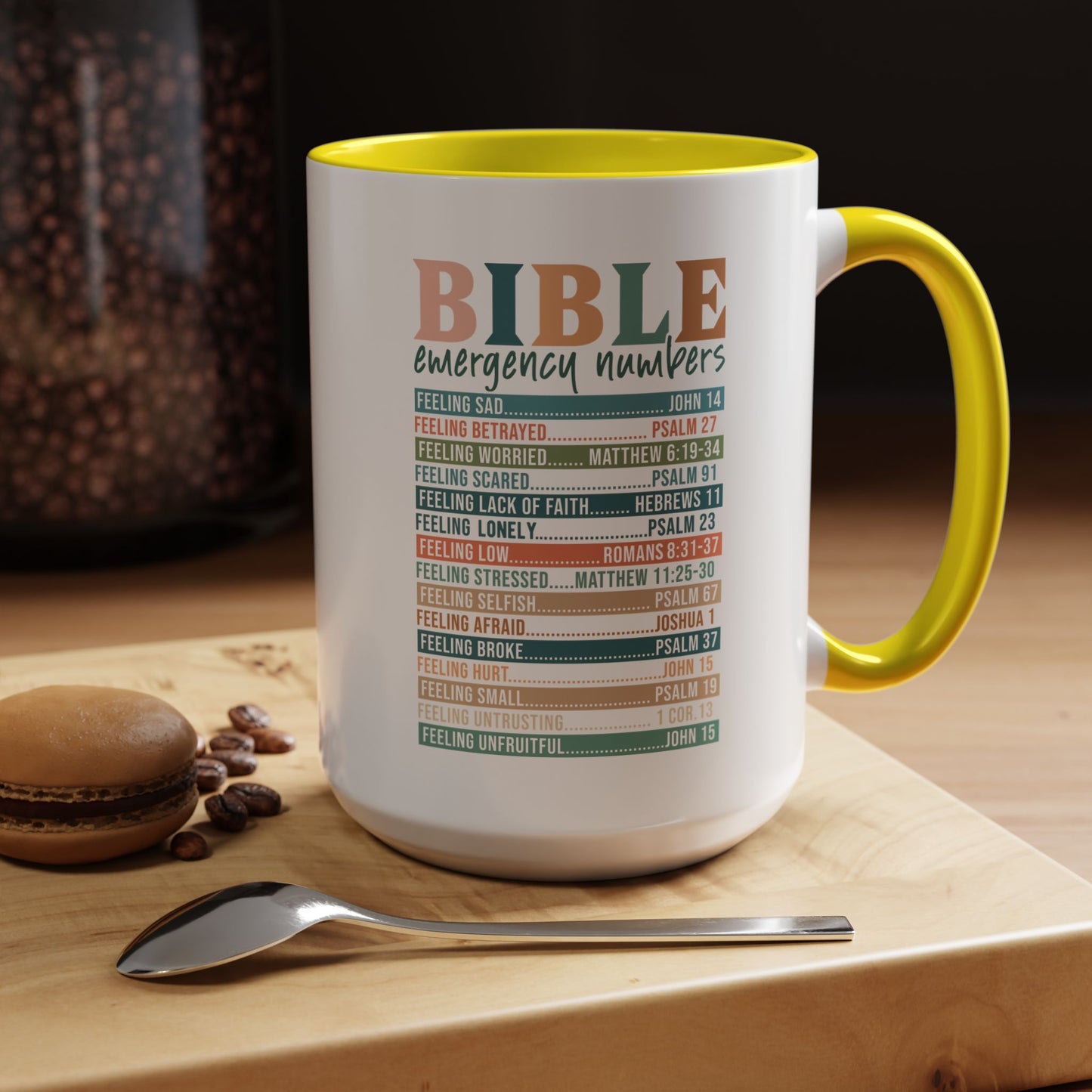 Bible Emergency Numbers Accent Coffee Mug (11, 15oz)