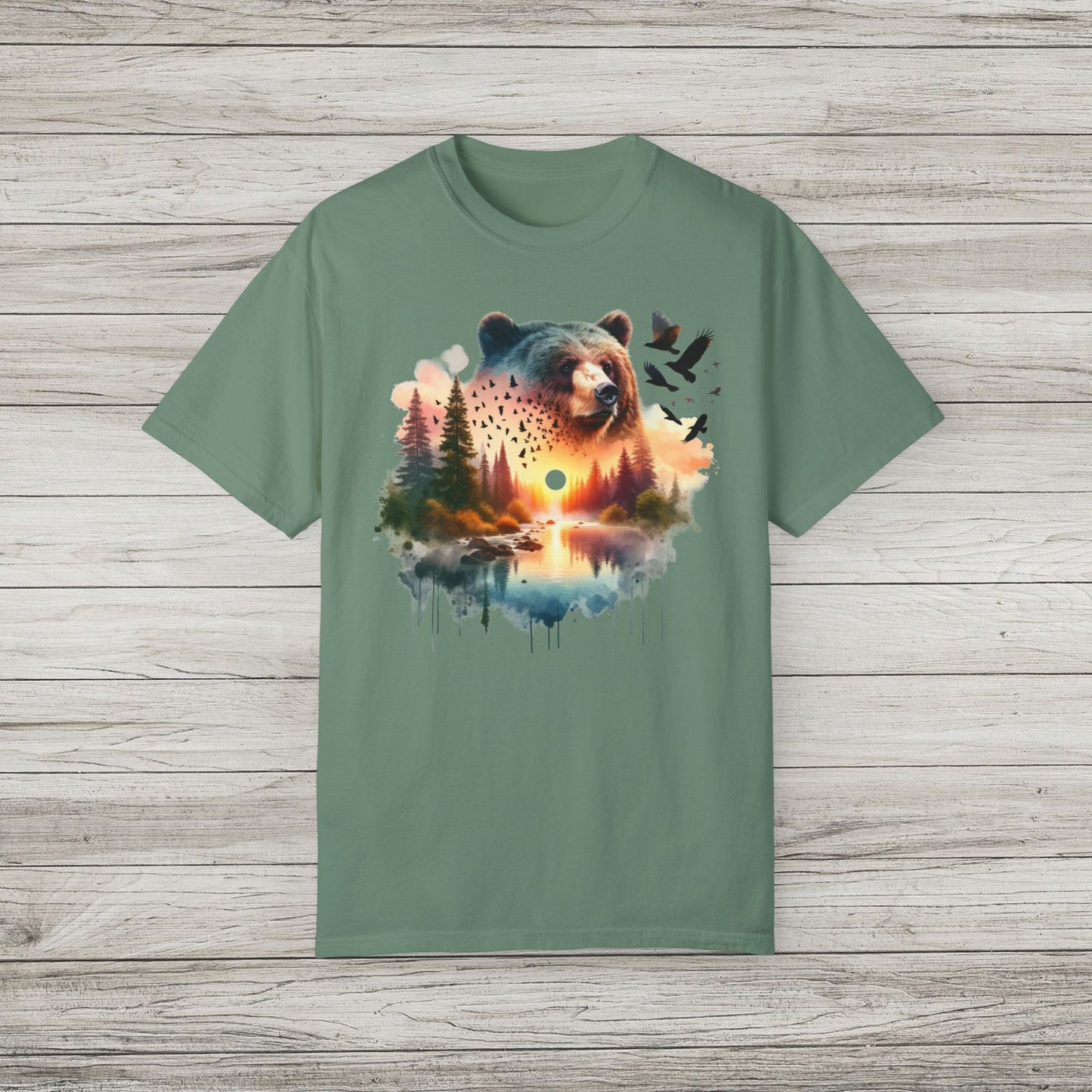 Double Exposure Bear Garment-Dyed T-shirt