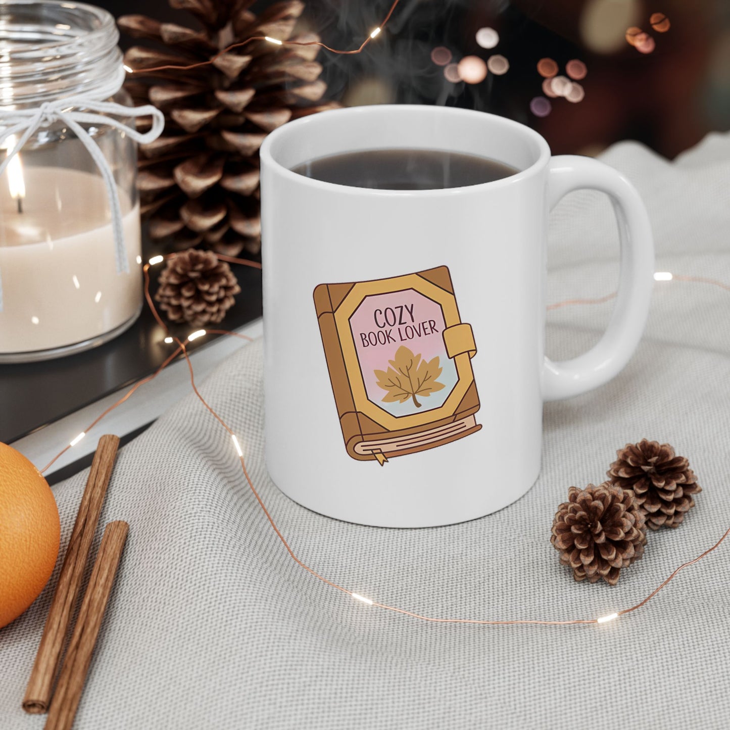 Cozy Book Lover Ceramic Mug, (11oz, 15oz)