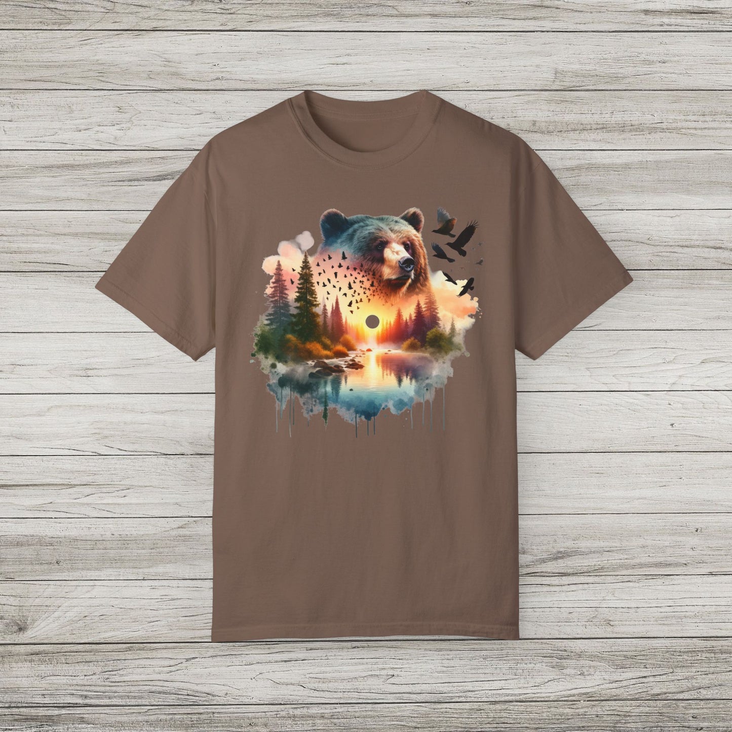 Double Exposure Bear Garment-Dyed T-shirt