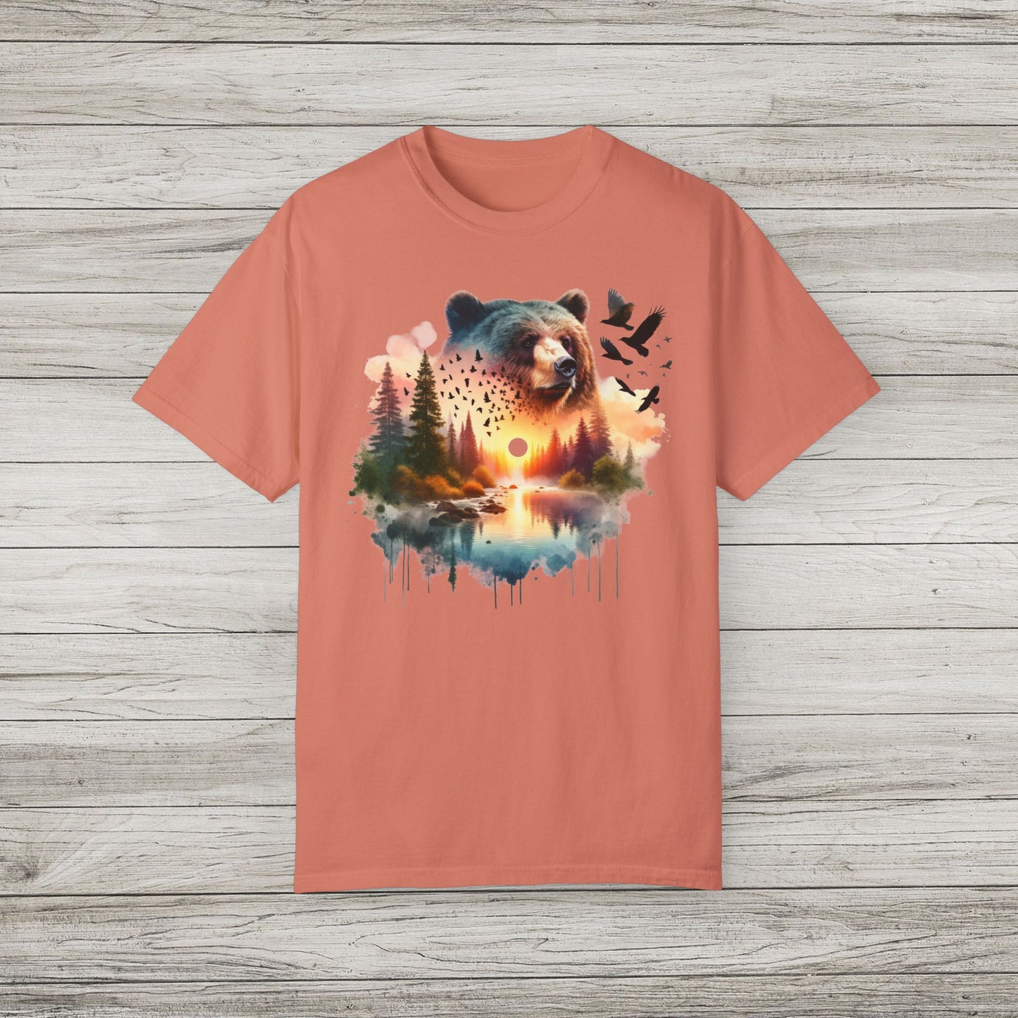 Double Exposure Bear Garment-Dyed T-shirt