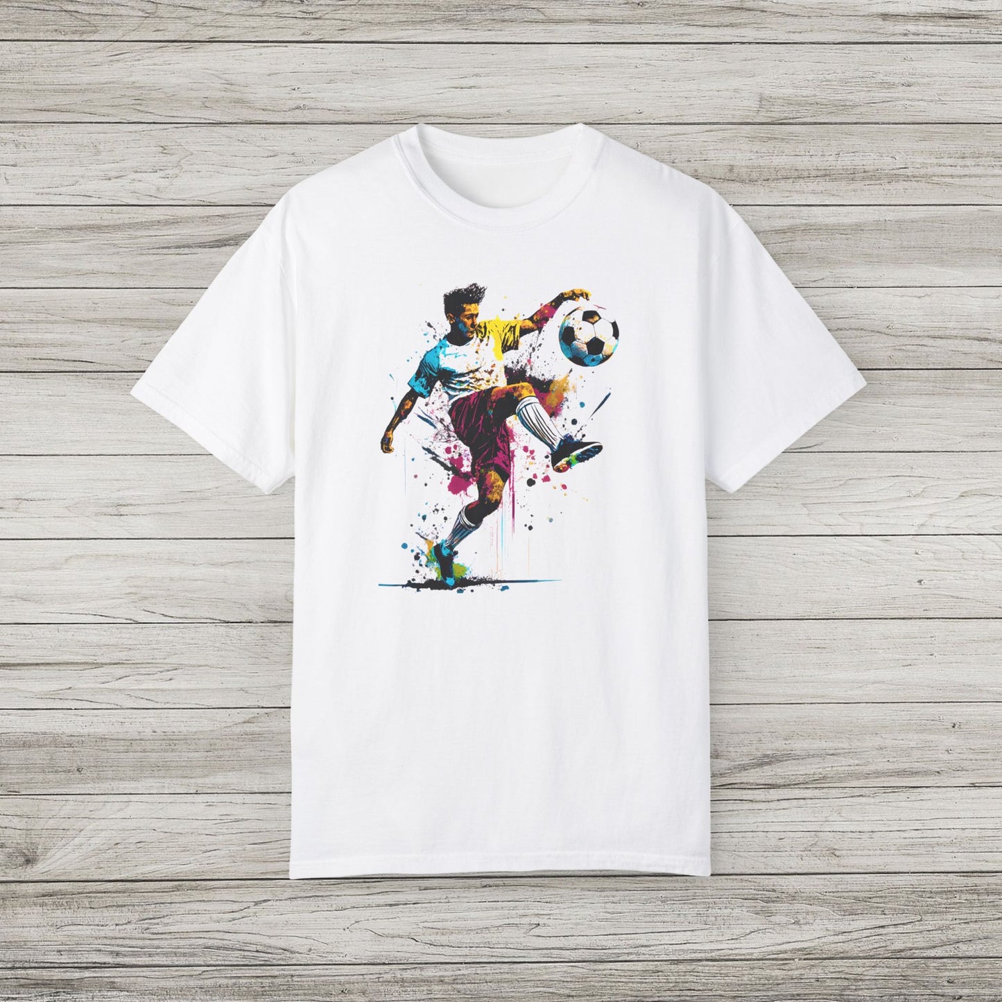 Colorful Soccer Player Garment-Dyed T-shirt