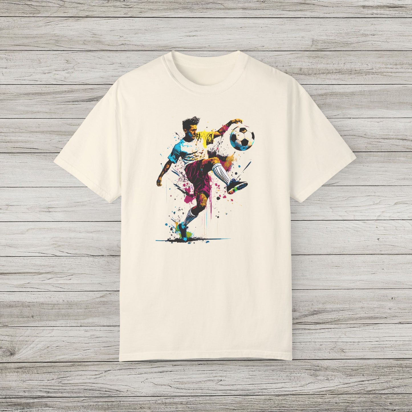 Colorful Soccer Player Garment-Dyed T-shirt