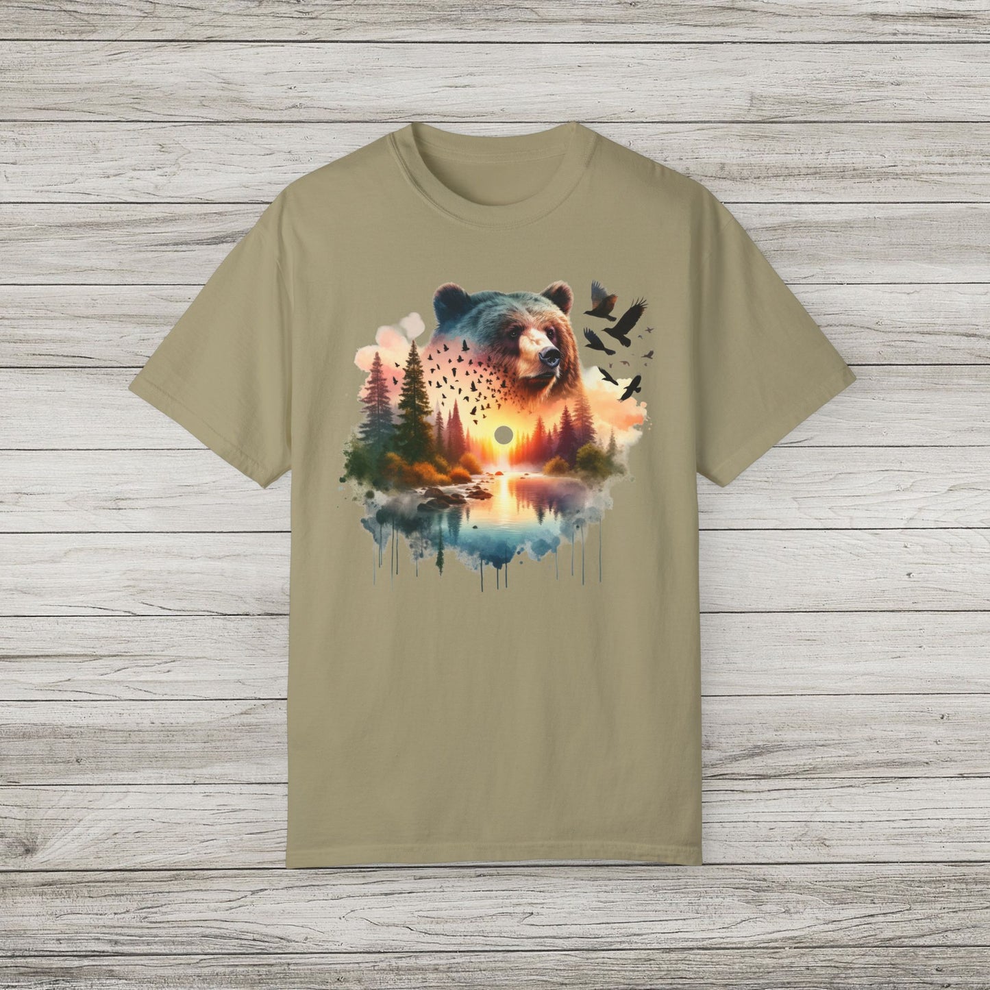 Double Exposure Bear Garment-Dyed T-shirt