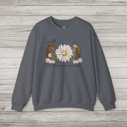 With God All Things Are Possible Heavy Blend™ Crewneck Sweatshirt