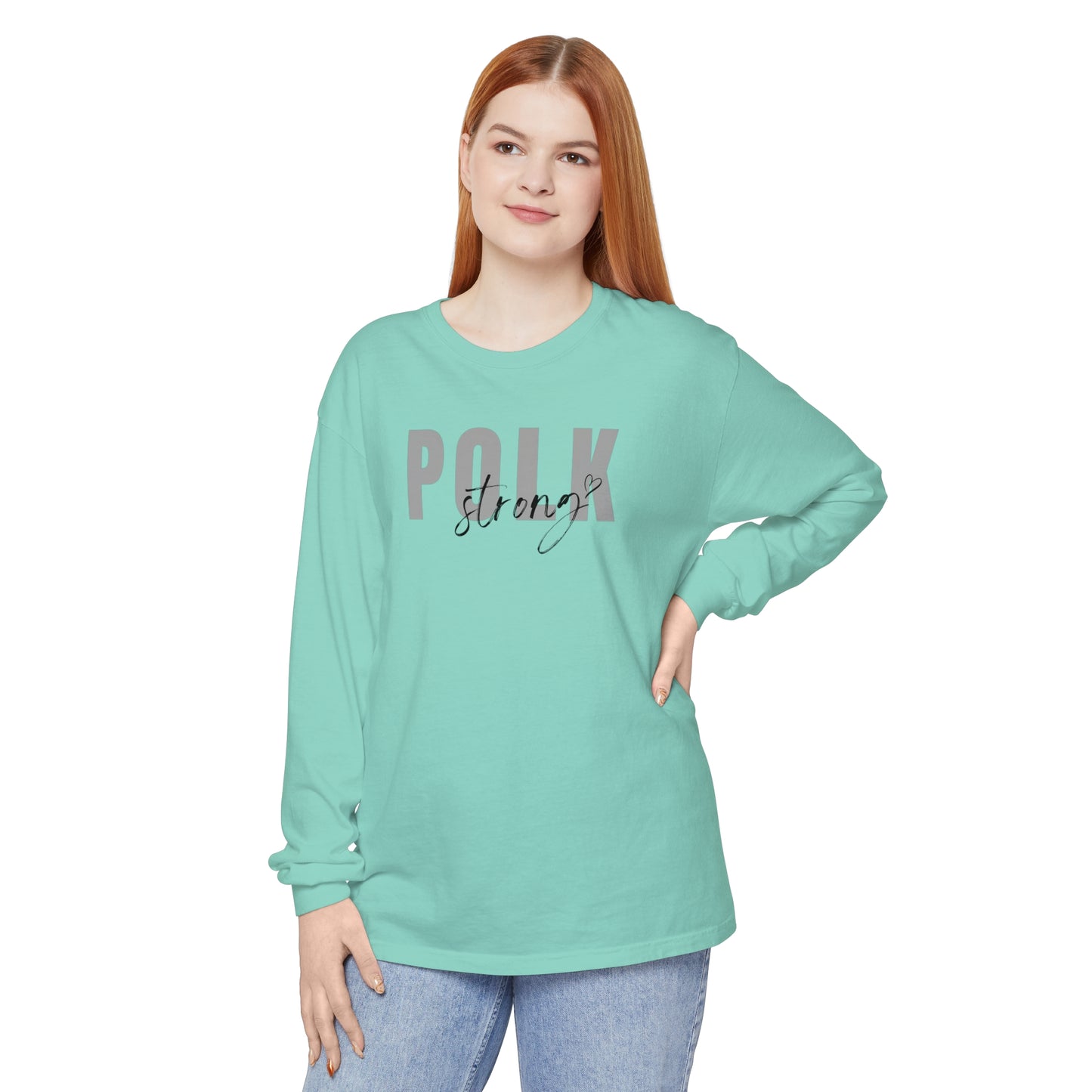 Polk Strong w Heart Garment-dyed Long Sleeve T-Shirt