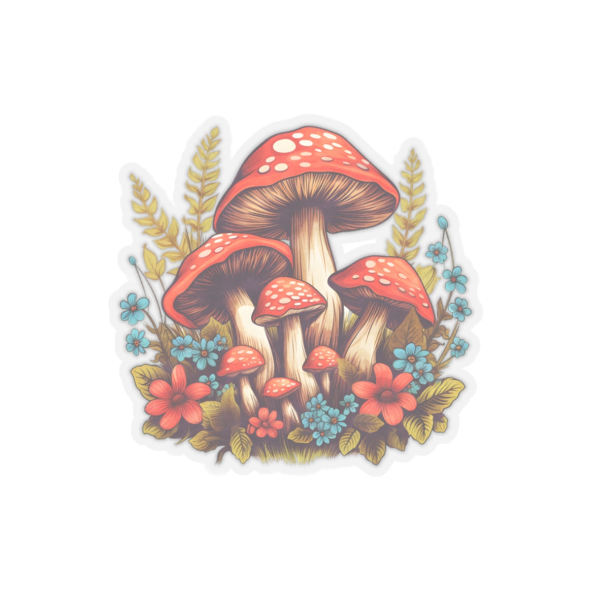 Whimsical Mushroom Kiss-Cut Stickers - Nature-Inspired Floral Design for Eco-Friendly Decor