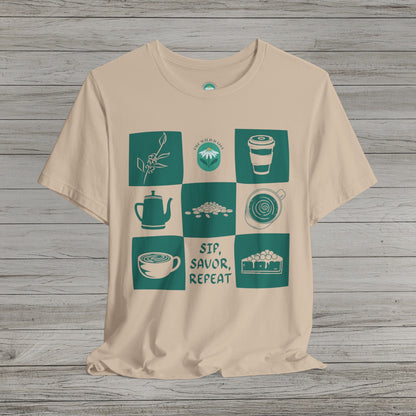 Sip Savor Repeat Jersey Short Sleeve Tee