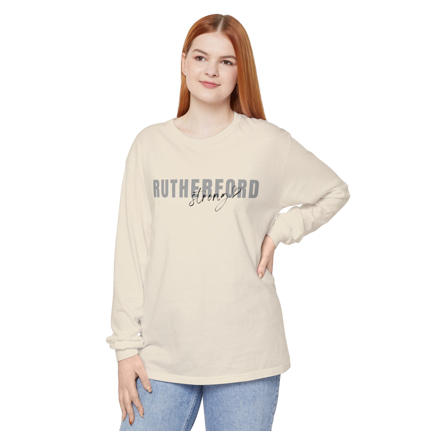 Rutherford Strong w Heart Garment-dyed Long Sleeve T-Shirt