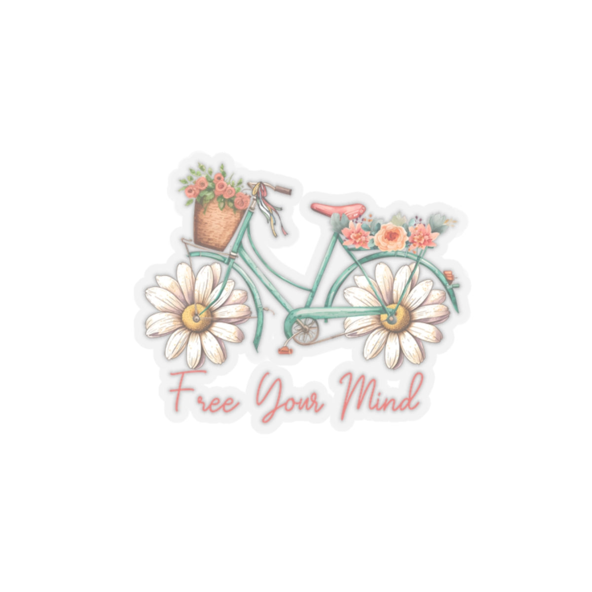Free Your Mind Floral Bicycle Stickers - Inspiring Custom Kiss-Cut Stickers for Nature Lovers