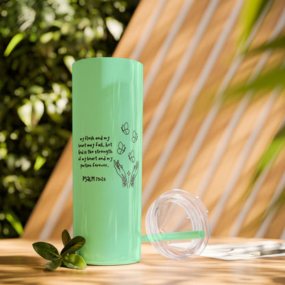 God Is My Portion Forever Skinny Tumbler with Straw