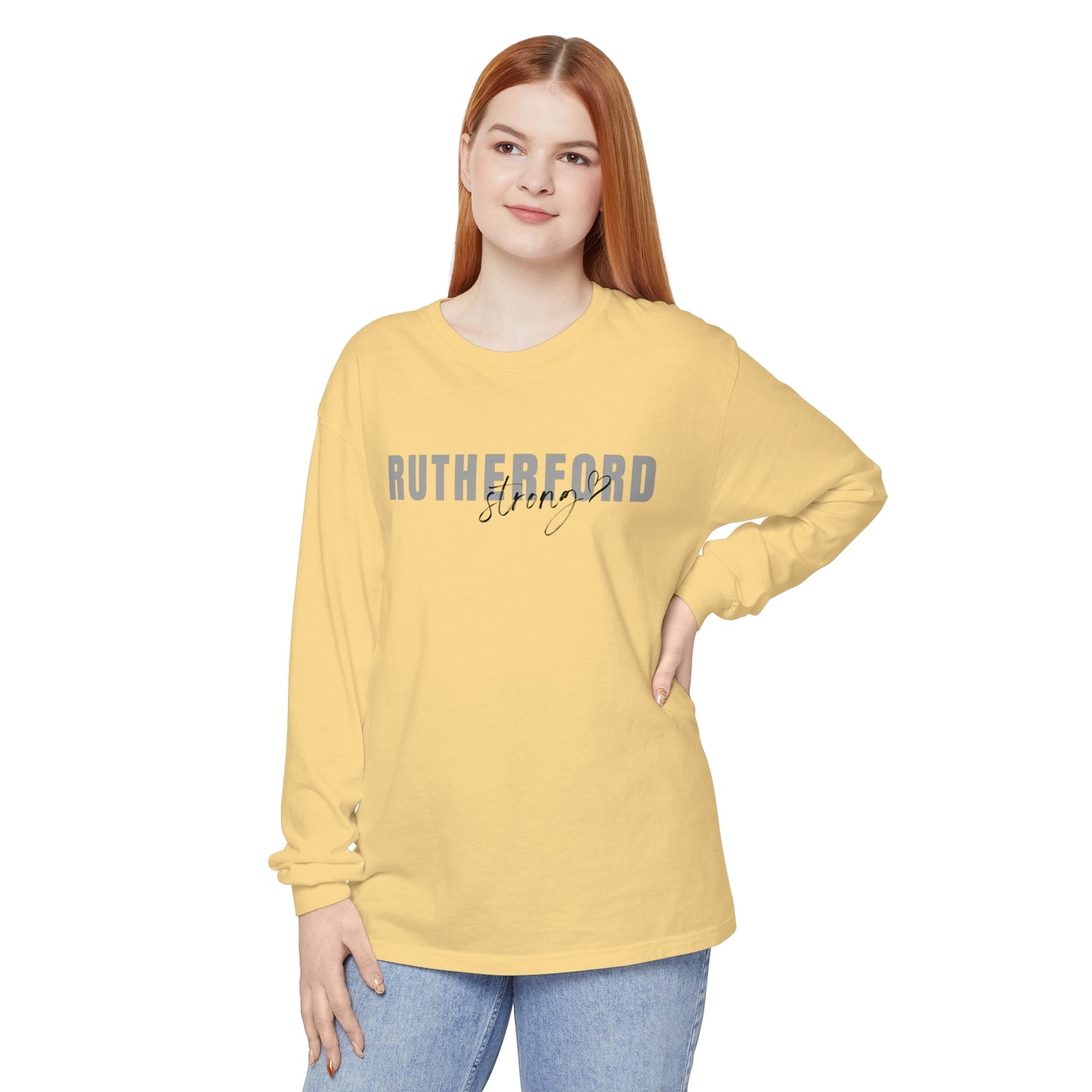 Rutherford Strong w Heart Garment-dyed Long Sleeve T-Shirt