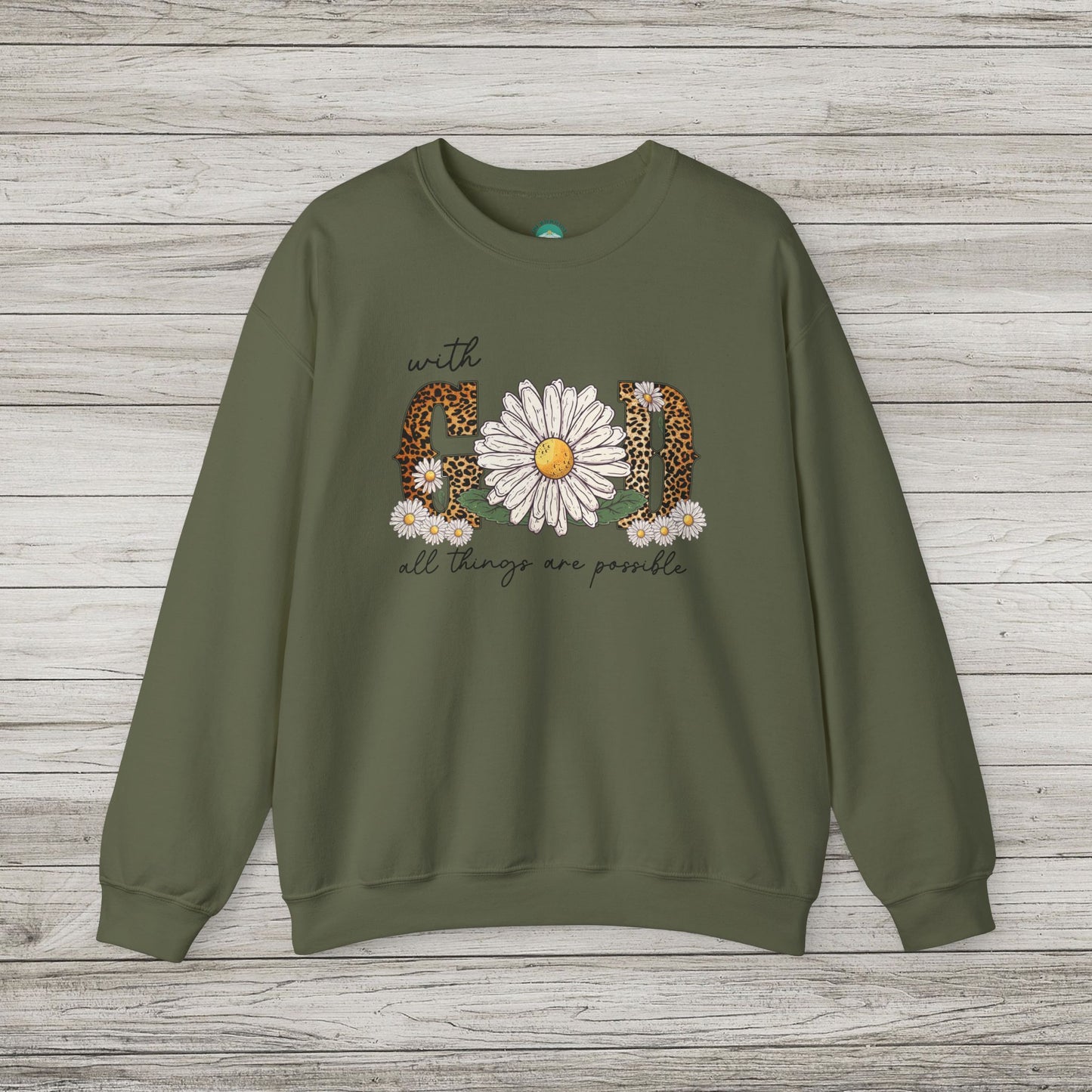 With God All Things Are Possible Heavy Blend™ Crewneck Sweatshirt