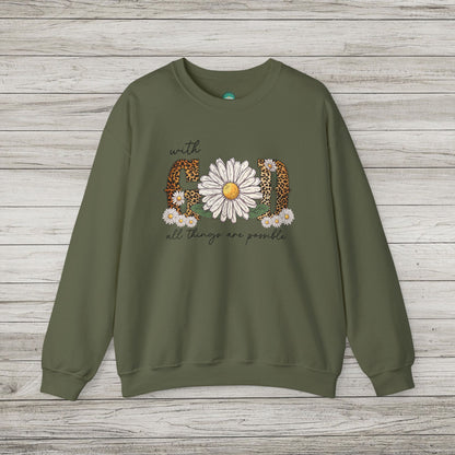 With God All Things Are Possible Heavy Blend™ Crewneck Sweatshirt
