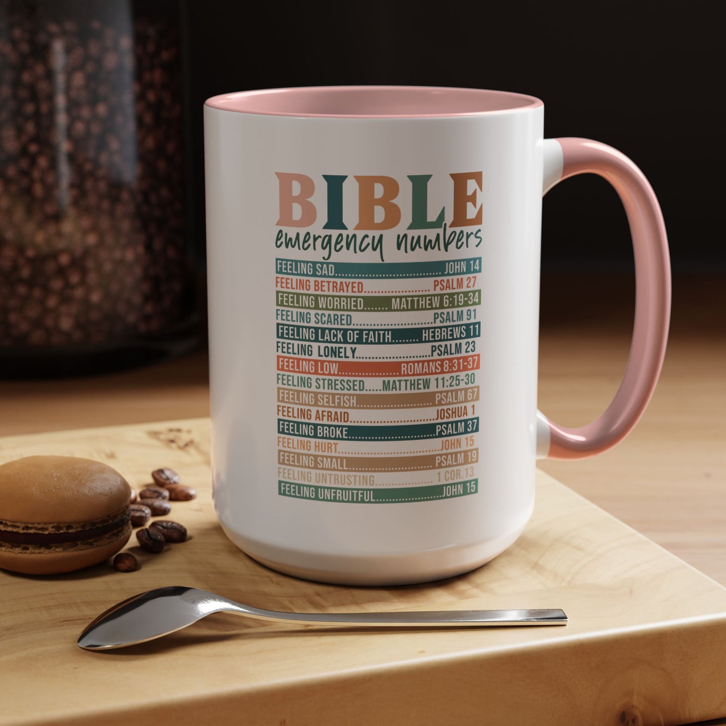 Bible Emergency Numbers Accent Coffee Mug (11, 15oz)