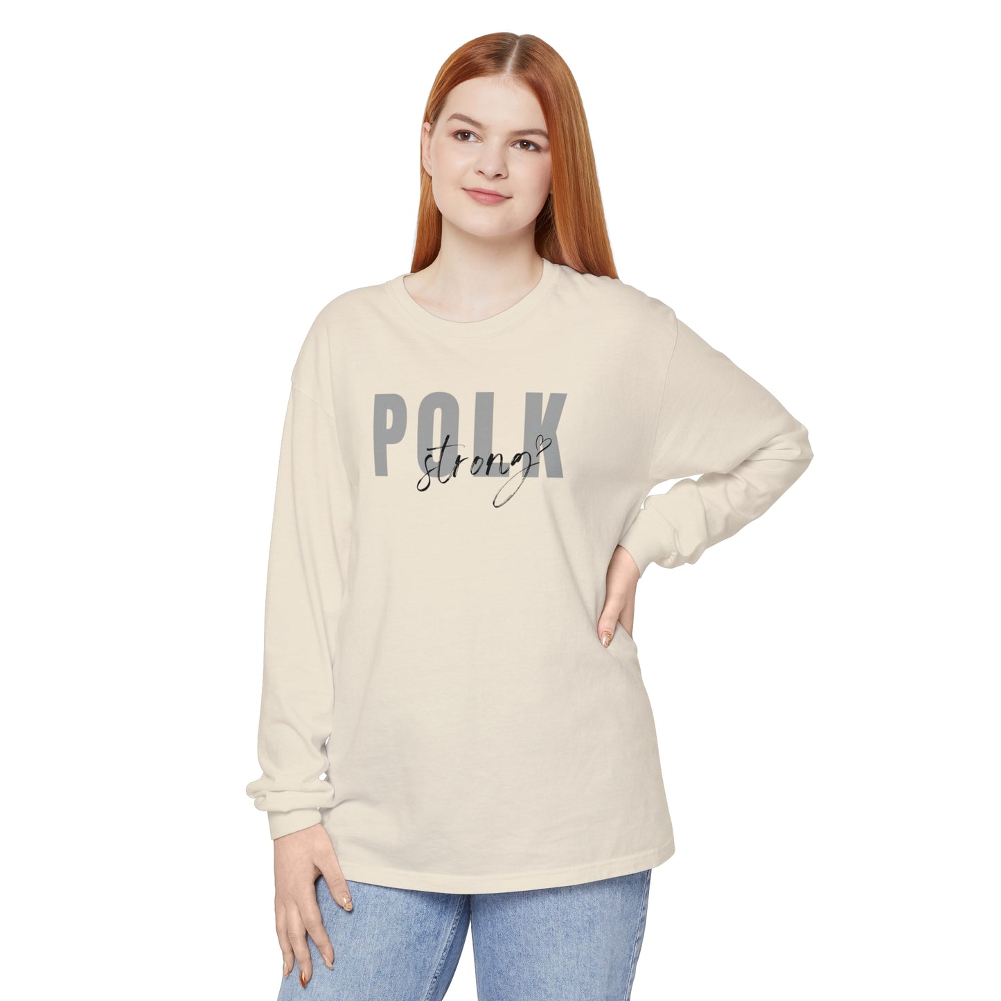 Polk Strong w Heart Garment-dyed Long Sleeve T-Shirt