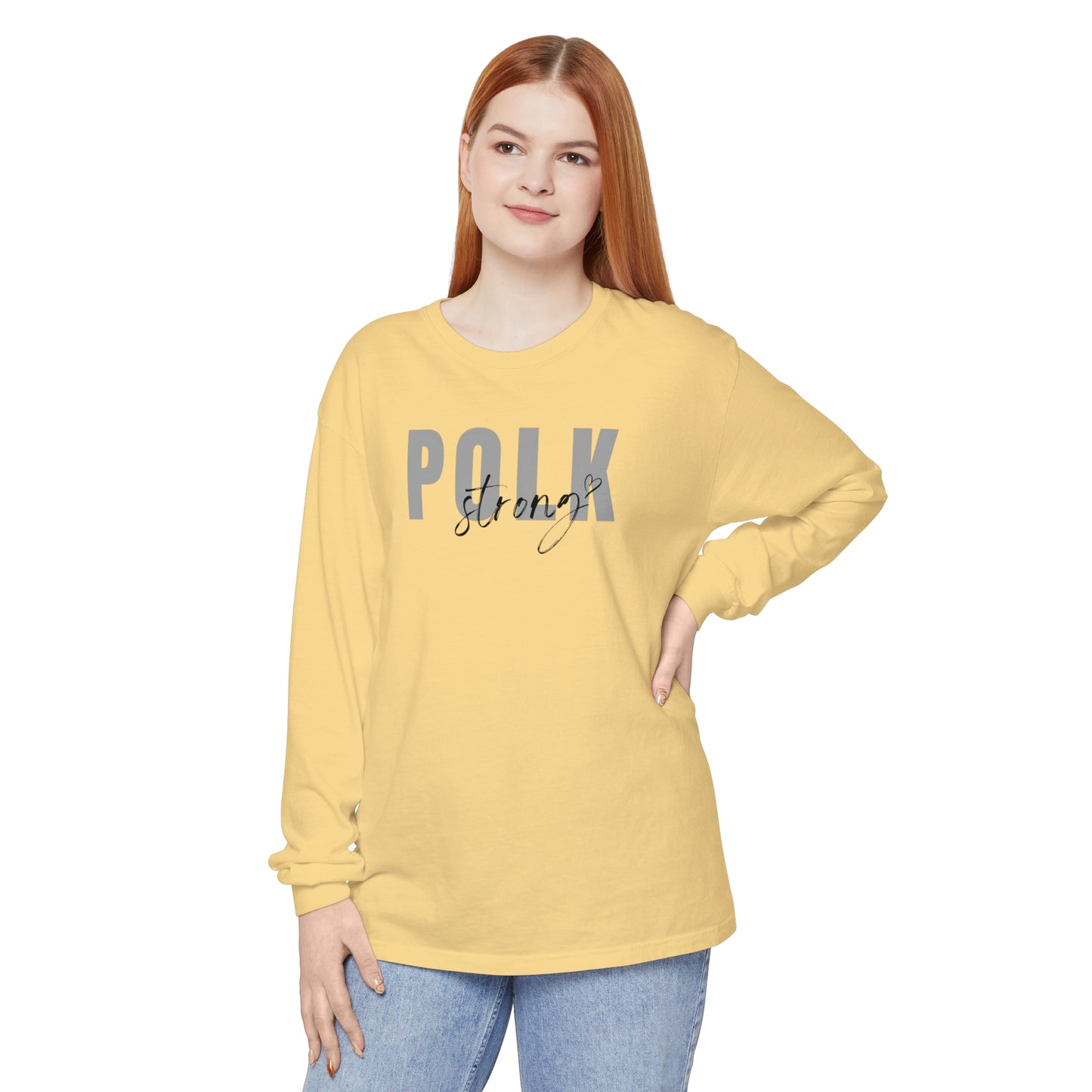 Polk Strong w Heart Garment-dyed Long Sleeve T-Shirt