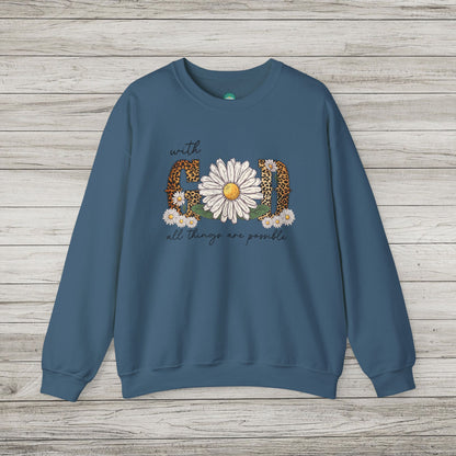 With God All Things Are Possible Heavy Blend™ Crewneck Sweatshirt