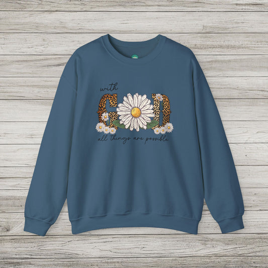With God All Things Are Possible Heavy Blend™ Crewneck Sweatshirt