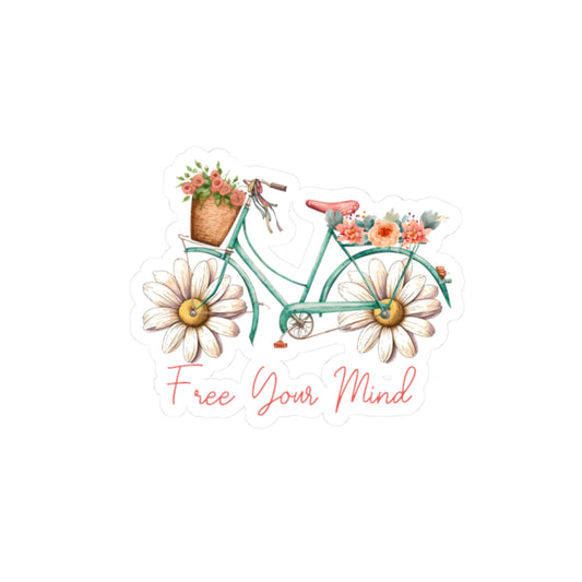Free Your Mind Floral Bicycle Stickers - Inspiring Custom Kiss-Cut Stickers for Nature Lovers