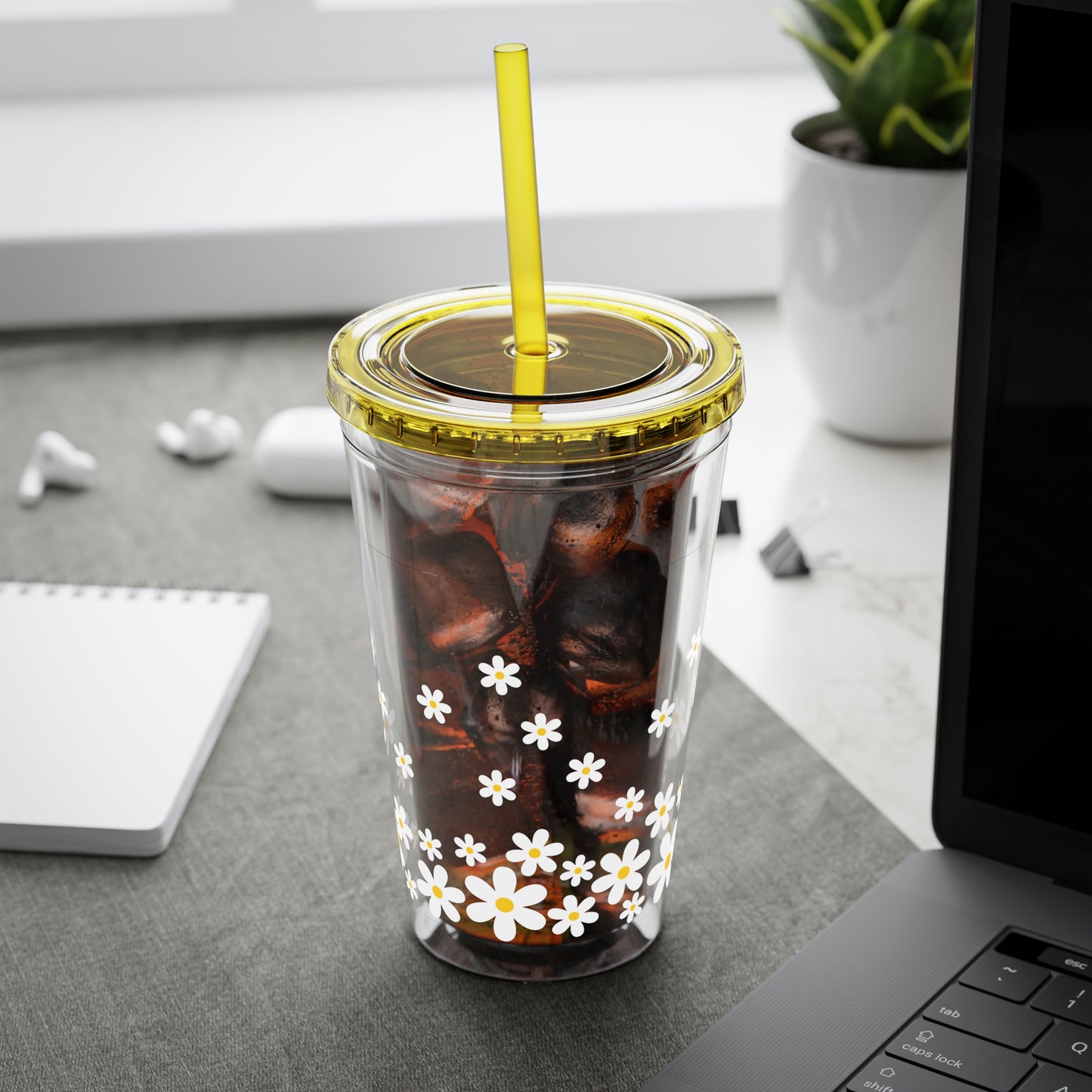 Daisy Sunsplash Tumbler with Straw, 16oz