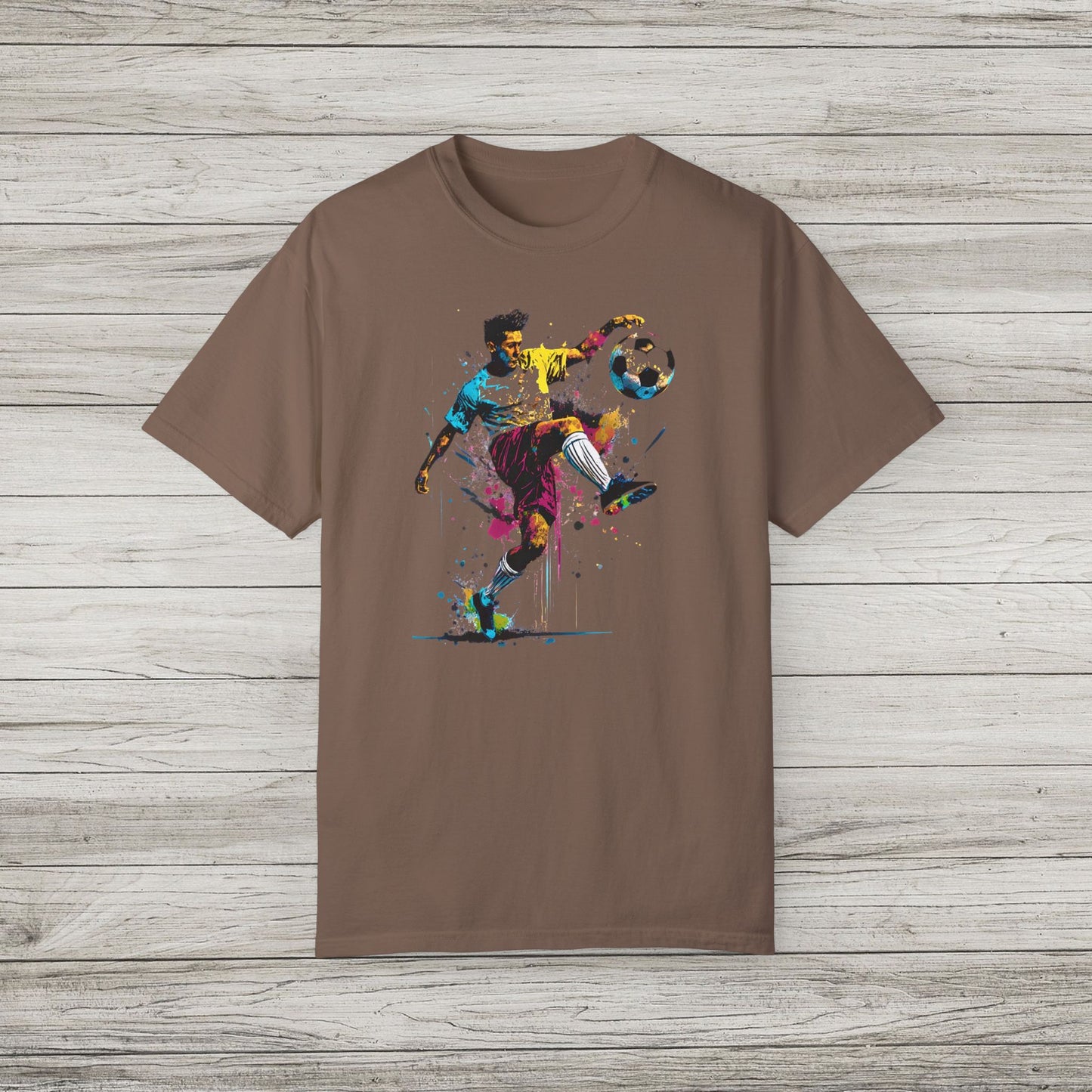 Colorful Soccer Player Garment-Dyed T-shirt