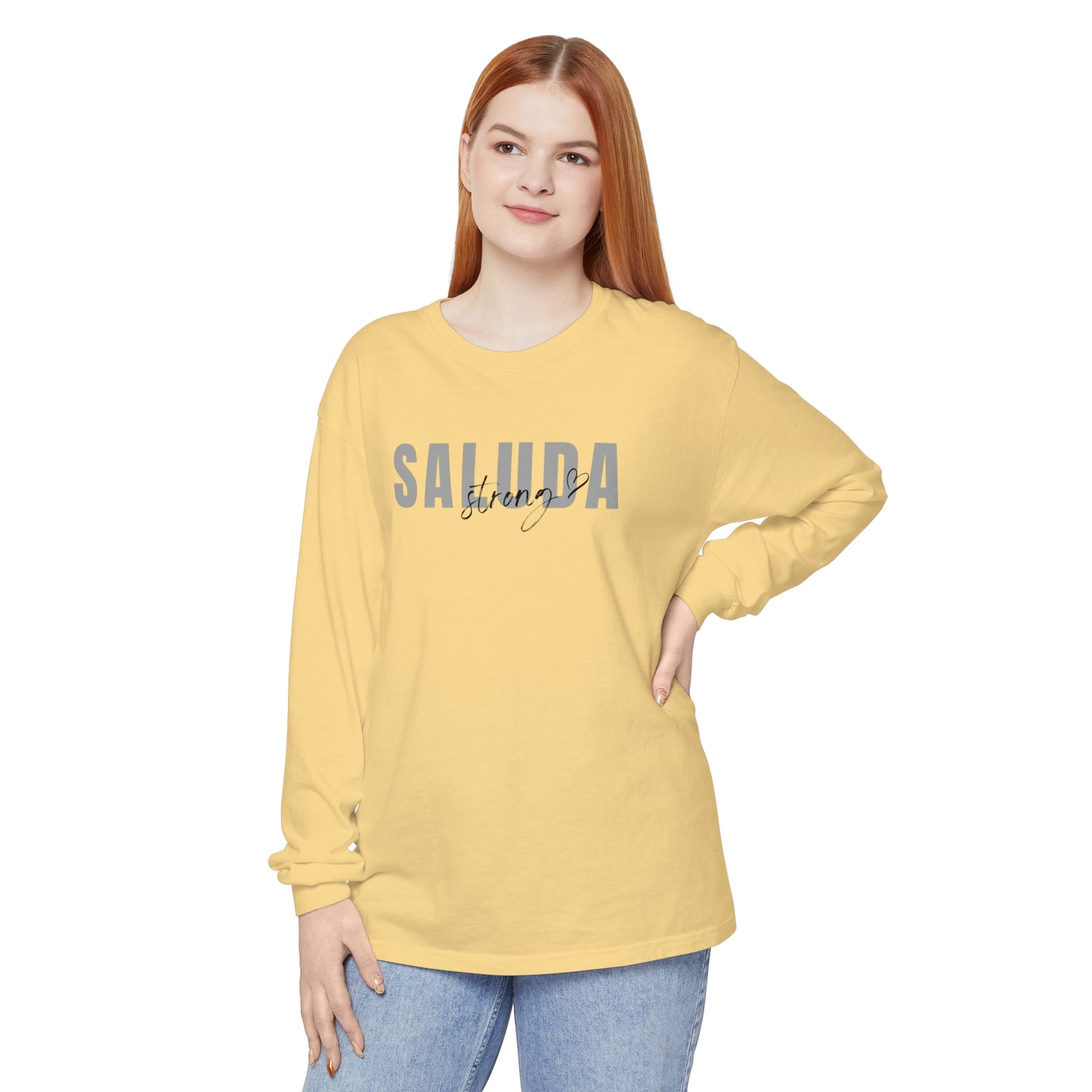 Saluda Strong w Heart Garment-dyed Long Sleeve T-Shirt