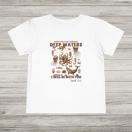 When You Pass Through Deep Waters, I Will Be With You Bella Canvas Toddler Tee