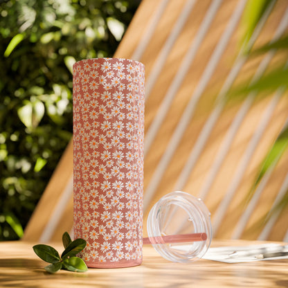 Daisy Skinny Tumbler with Straw, 20oz